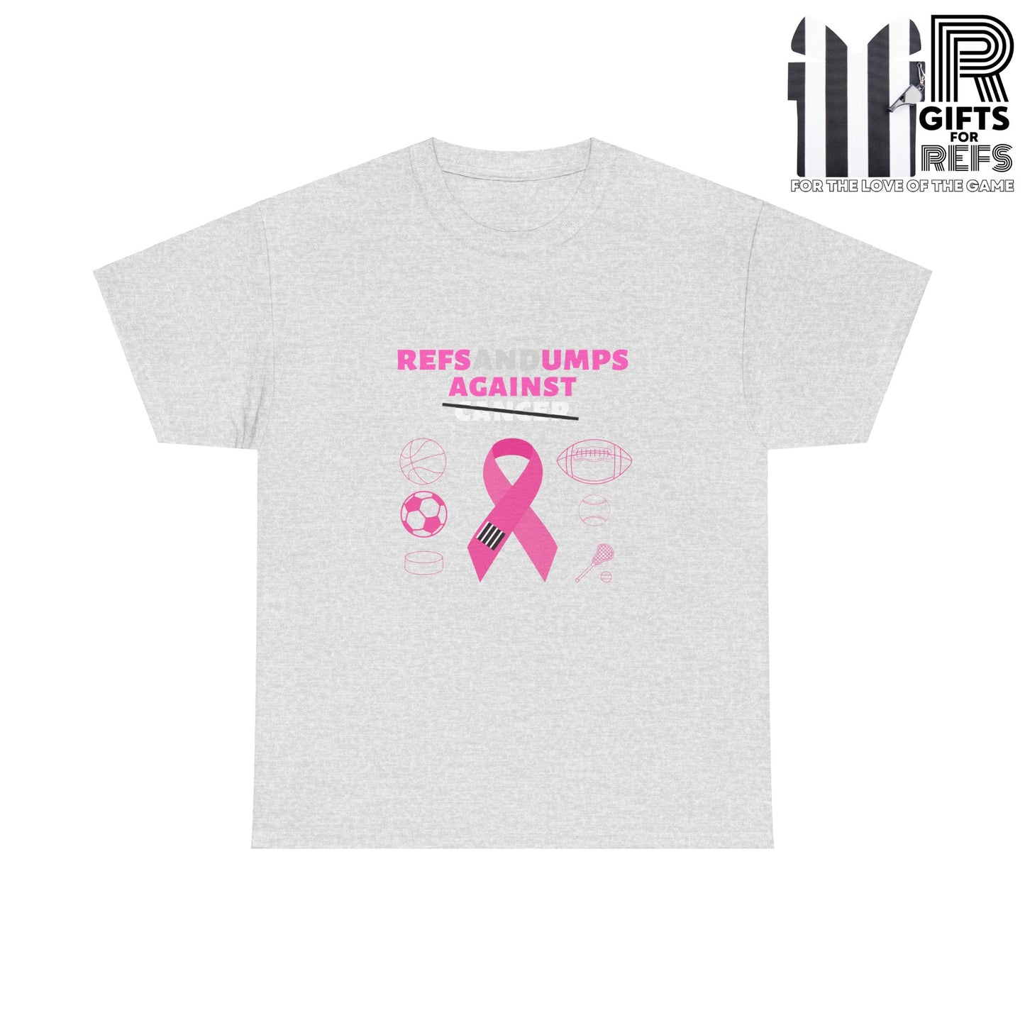 Refs and Umps Against cancer Unisex Cotton Tee | Breast Cancer Awareness shirt | For Referees | For Umpires | For Sports Officials