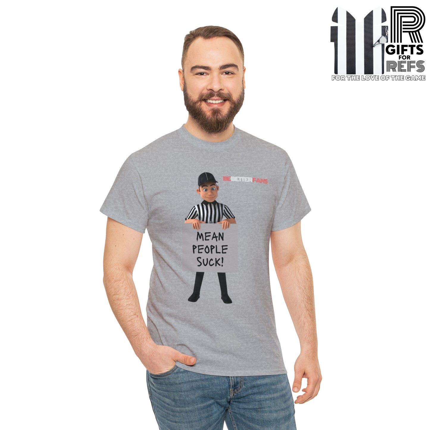Mean People Suck Unisex Cotton Tee | Cartoon Ref Shirt | Gifts for Refs | For Sports Officials | Screen print t-shirt