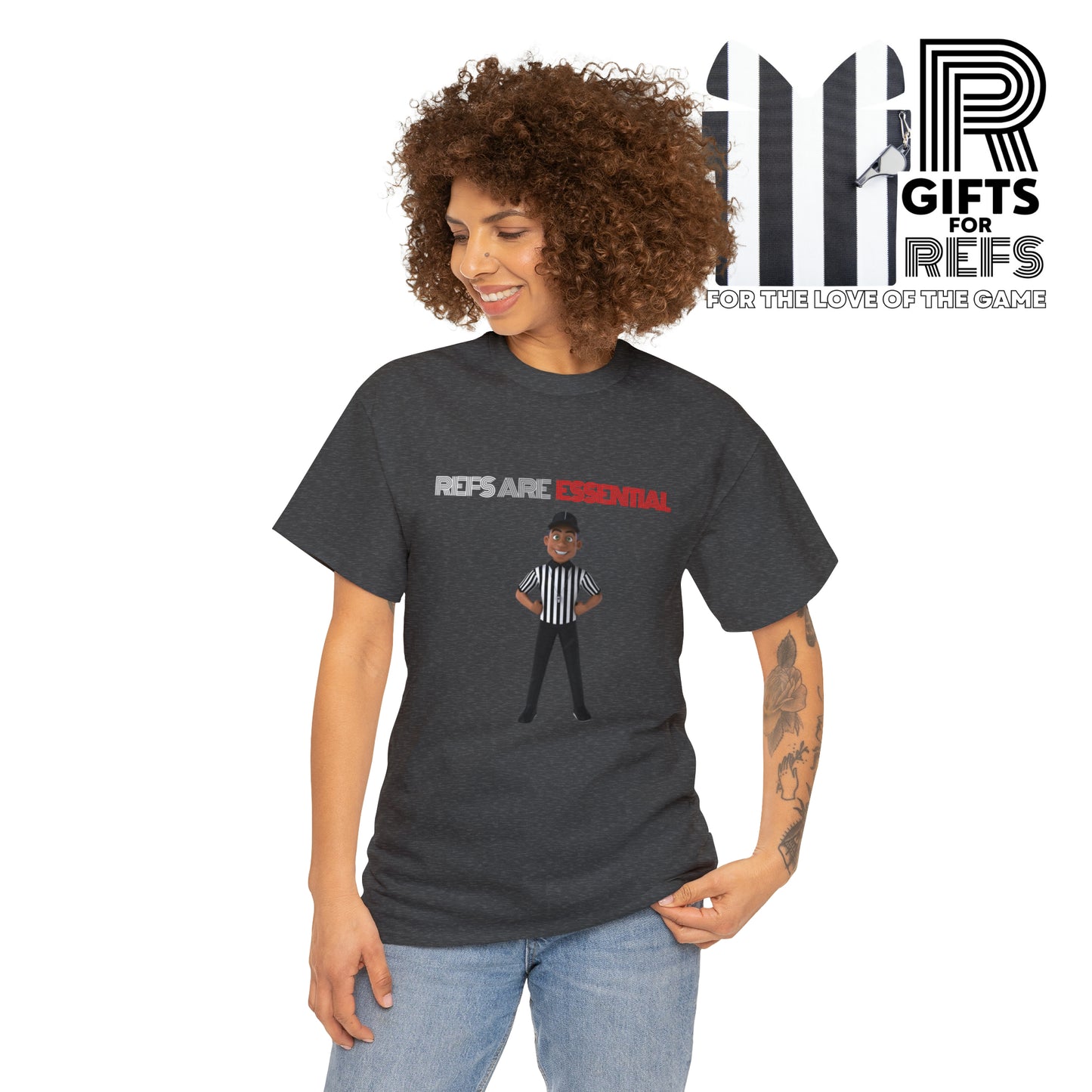 Refs are Essential Unisex Cotton Tee | Referee gift | Gift for refs | Cartoon Ref | For referee supporters | For sports officials | Screen print tee