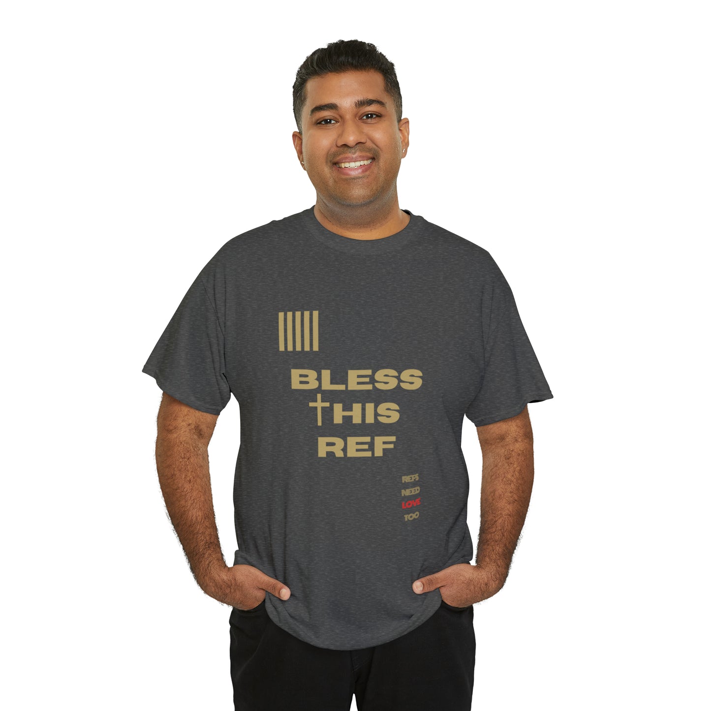 Bless This Ref Heavy Cotton Tee | Faith-filled Official | Gifts for Refs | Religious Referee | Screen print t-shirt | Referee Gifts