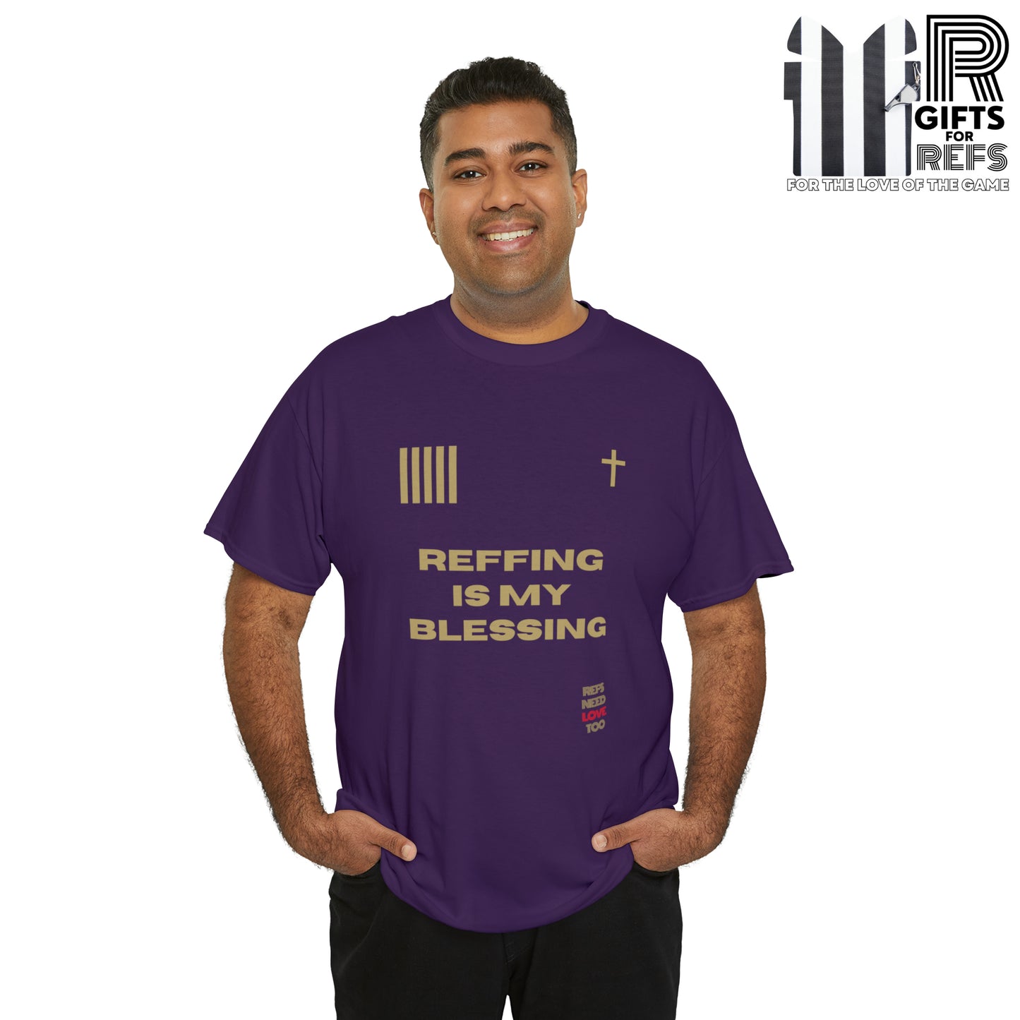 Reffing Is My Blessing Heavy Cotton Tee | Referee gifts | Screen print t-shirt | Christian Refs | For the love of officiating | Christmas gift for refs