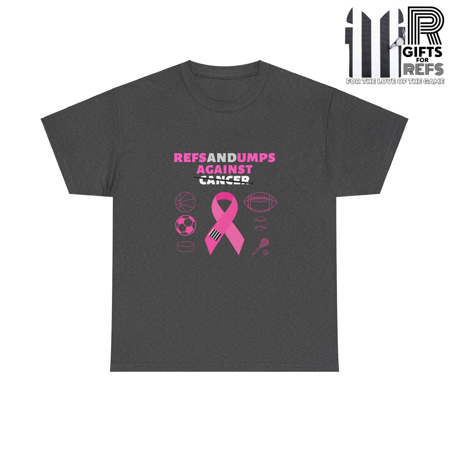 Refs and Umps Against cancer Unisex Cotton Tee | Breast Cancer Awareness shirt | For Referees | For Umpires | For Sports Officials
