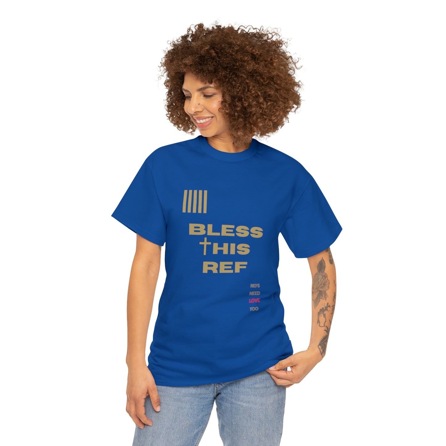 Bless This Ref Heavy Cotton Tee | Faith-filled Official | Gifts for Refs | Religious Referee | Screen print t-shirt | Referee Gifts