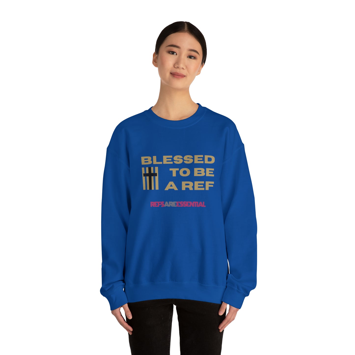 Blessed To Be A Ref Unisex Heavy Crewneck Sweatshirt | Great Gift For Referees | For Christian Sports Officials | Refs Are Essential Workers