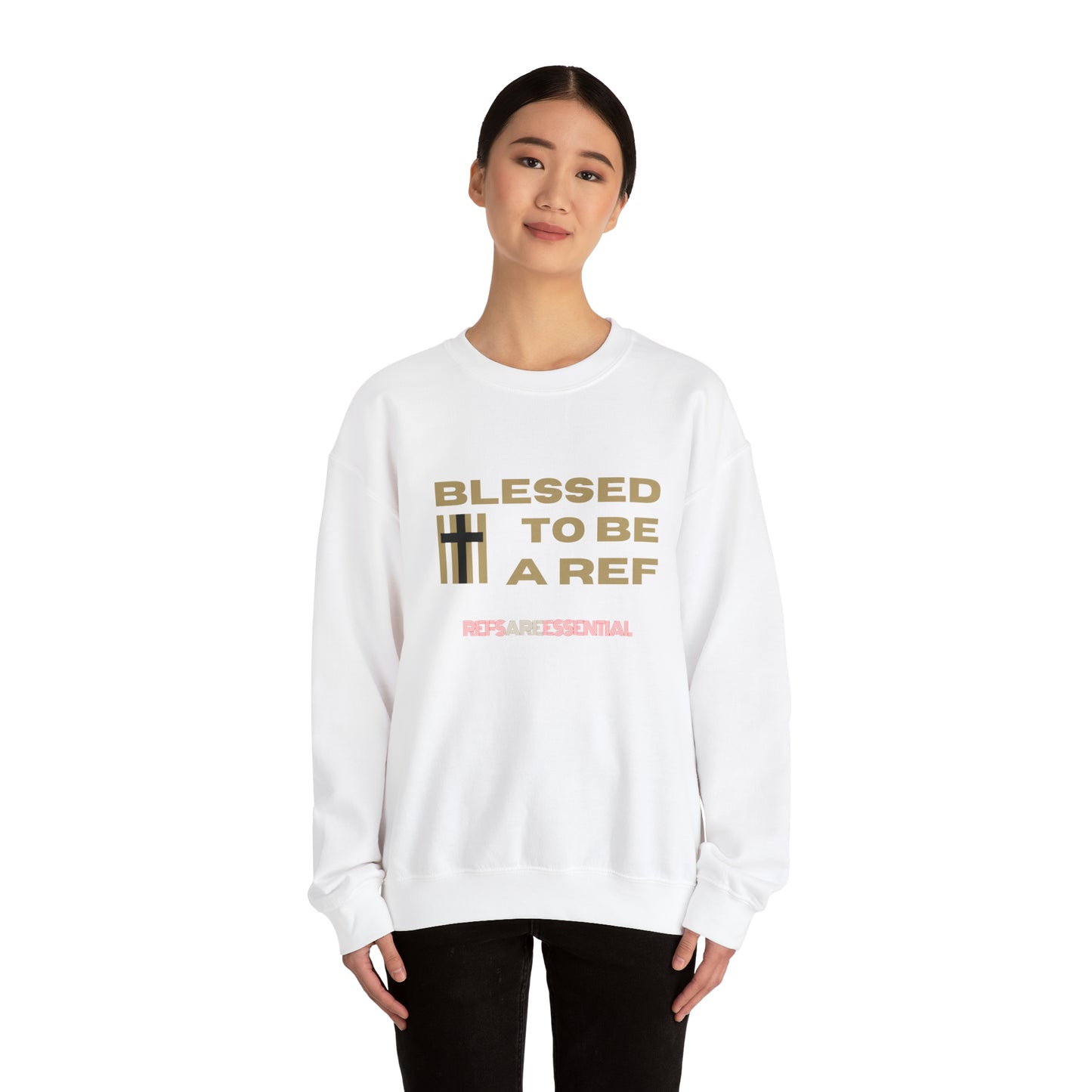 Blessed To Be A Ref Unisex Heavy Crewneck Sweatshirt | Great Gift For Referees | For Christian Sports Officials | Refs Are Essential Workers