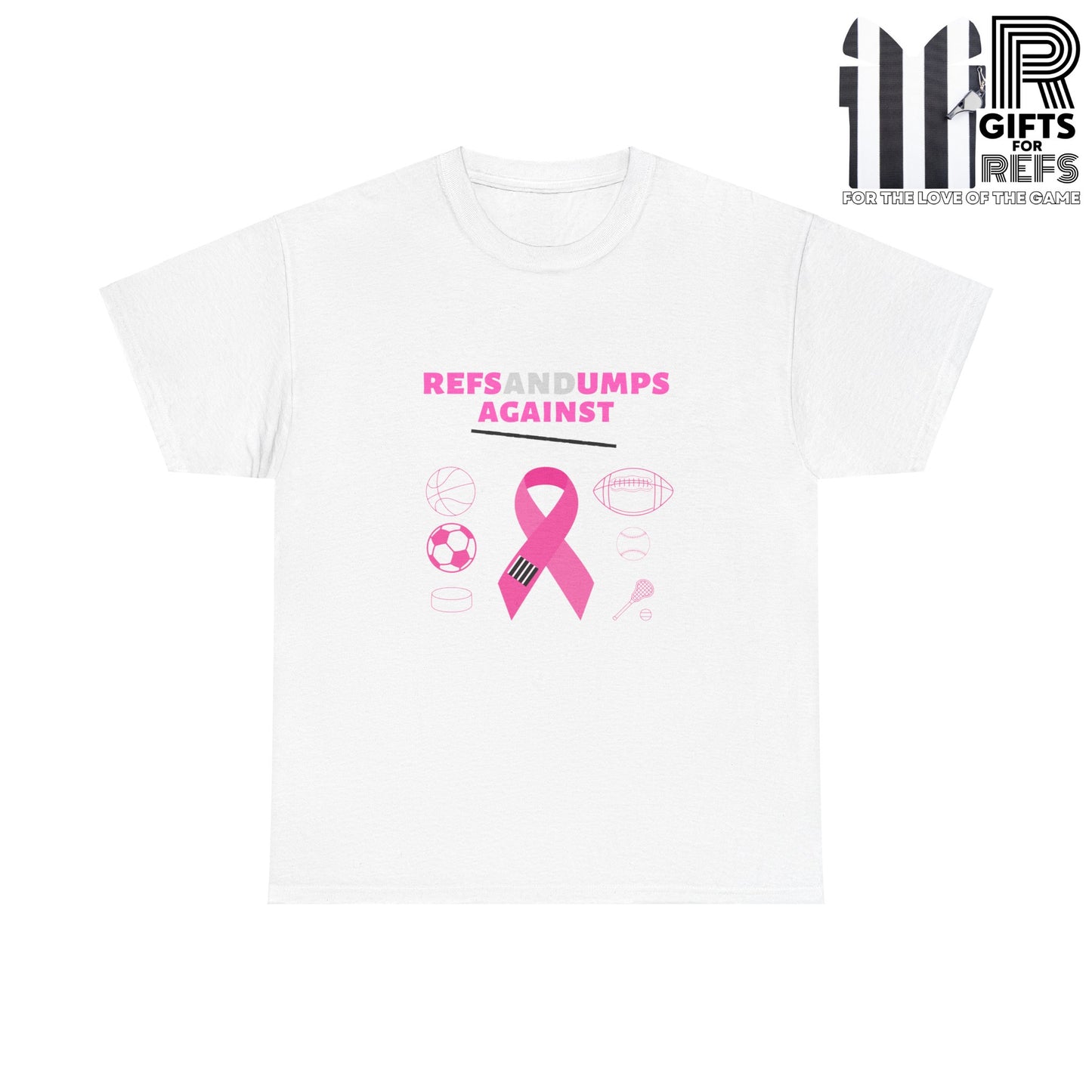 Refs and Umps Against cancer Unisex Cotton Tee | Breast Cancer Awareness shirt | For Referees | For Umpires | For Sports Officials