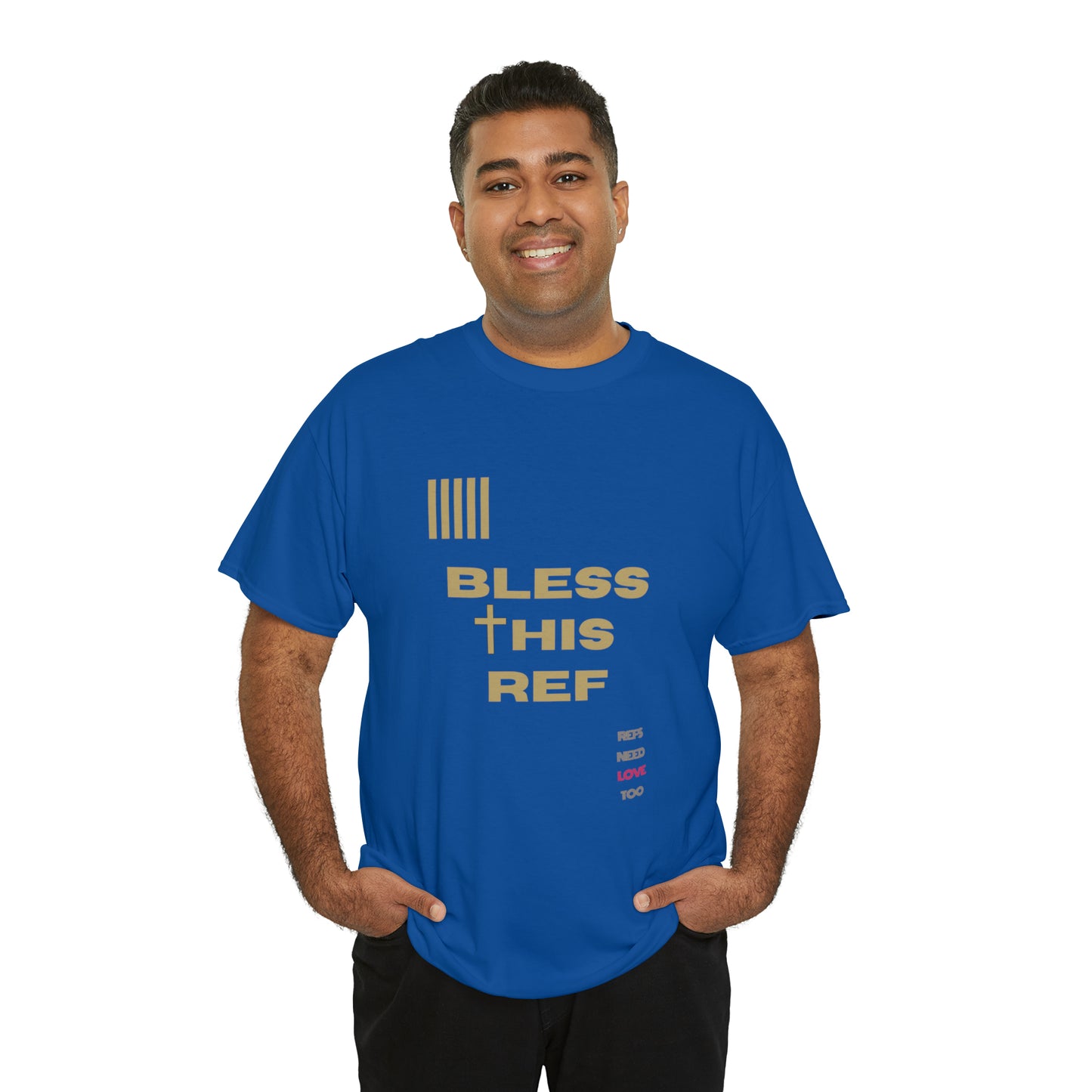 Bless This Ref Heavy Cotton Tee | Faith-filled Official | Gifts for Refs | Religious Referee | Screen print t-shirt | Referee Gifts