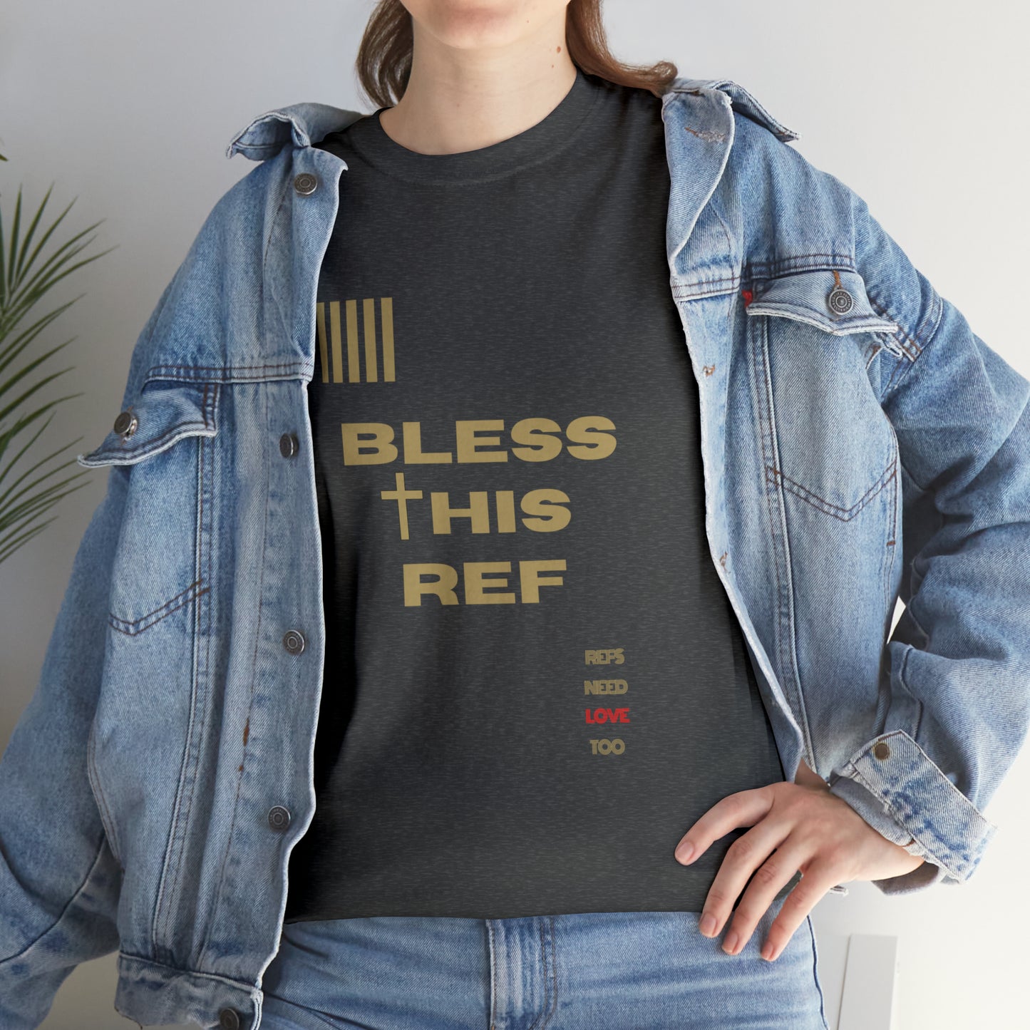 Bless This Ref Heavy Cotton Tee | Faith-filled Official | Gifts for Refs | Religious Referee | Screen print t-shirt | Referee Gifts