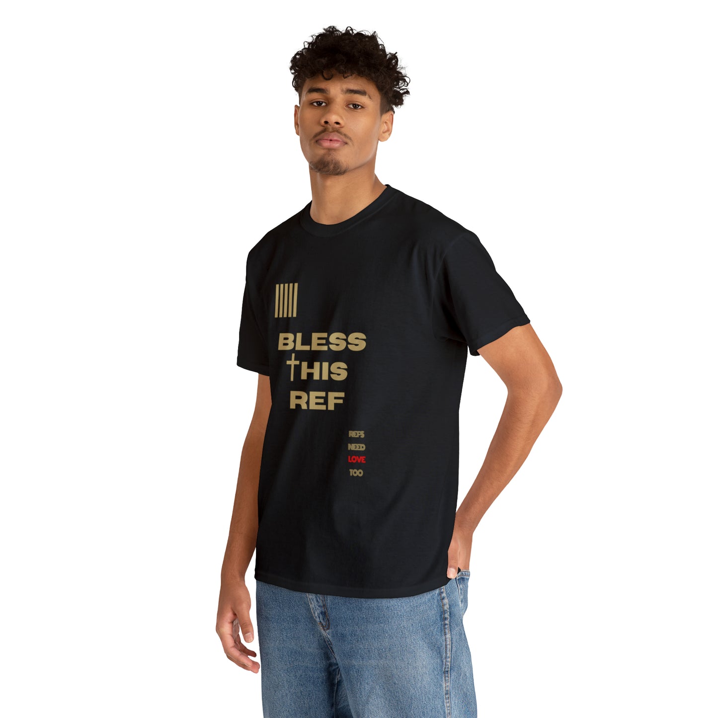 Bless This Ref Heavy Cotton Tee | Faith-filled Official | Gifts for Refs | Religious Referee | Screen print t-shirt | Referee Gifts