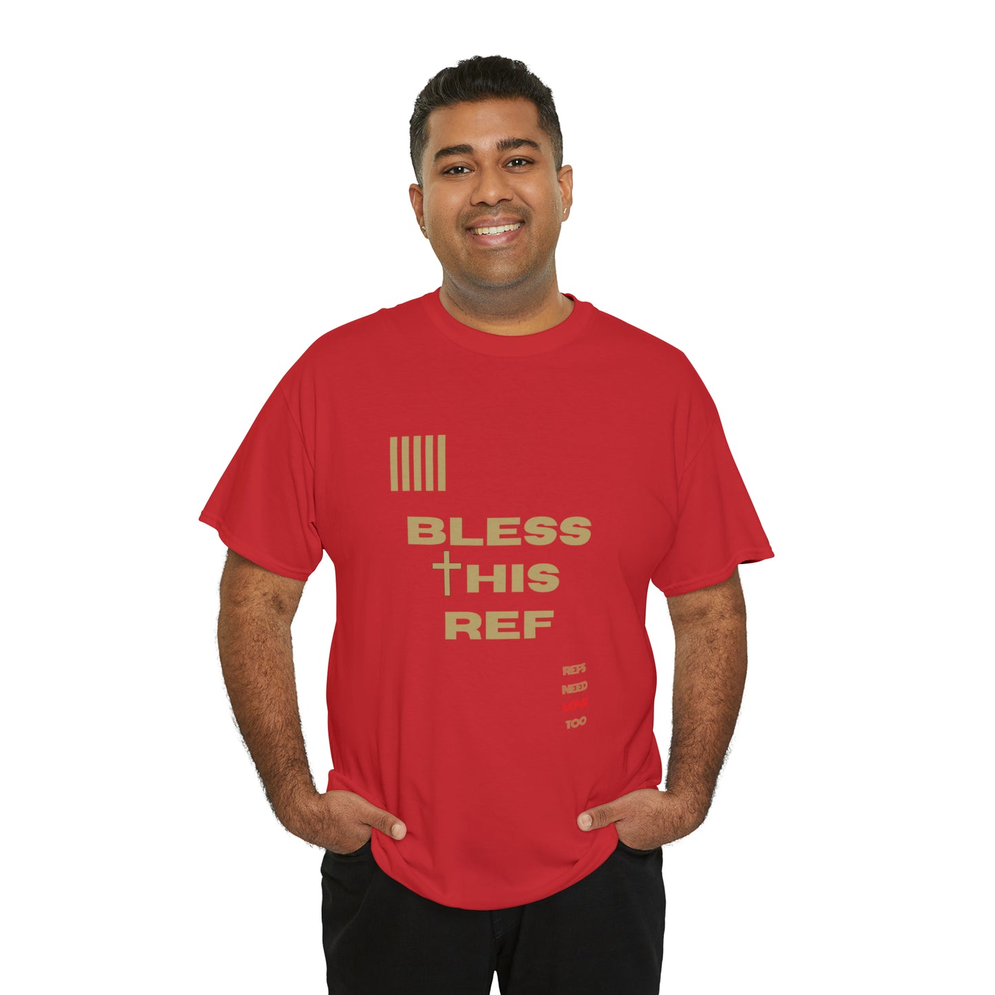 Bless This Ref Heavy Cotton Tee | Faith-filled Official | Gifts for Refs | Religious Referee | Screen print t-shirt | Referee Gifts