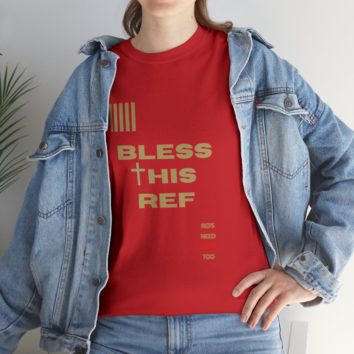 Bless This Ref Heavy Cotton Tee | Faith-filled Official | Gifts for Refs | Religious Referee | Screen print t-shirt | Referee Gifts