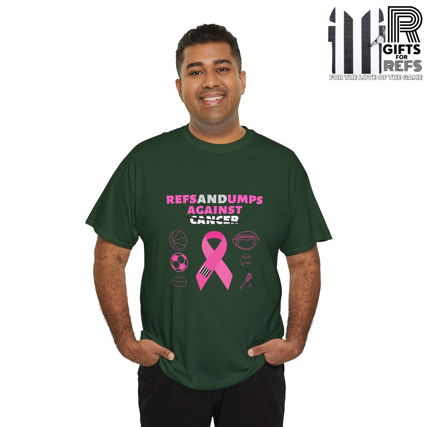 Refs and Umps Against cancer Unisex Cotton Tee | Breast Cancer Awareness shirt | For Referees | For Umpires | For Sports Officials