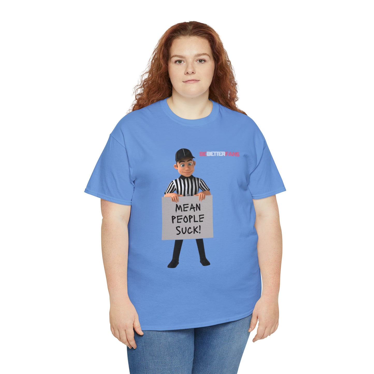 Mean People Suck Unisex Cotton Tee | Cartoon Ref Shirt | Gifts for Refs | For Sports Officials | Screen print t-shirt