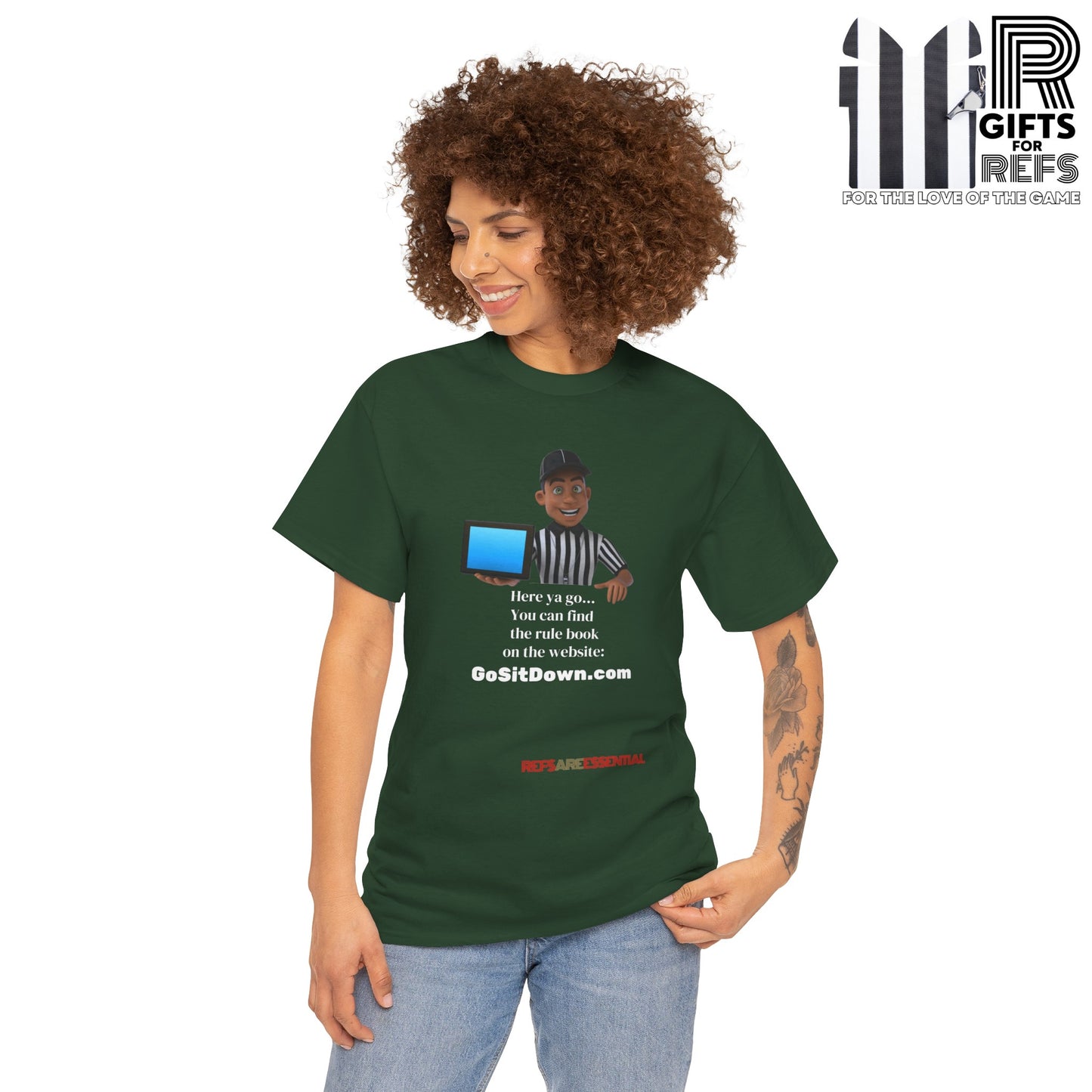 GoSitDown.com Cotton Tee | Funny Ref shirt | Ref Gifts | Gifts for Refs | Screen print t shirt | cartoon ref tee