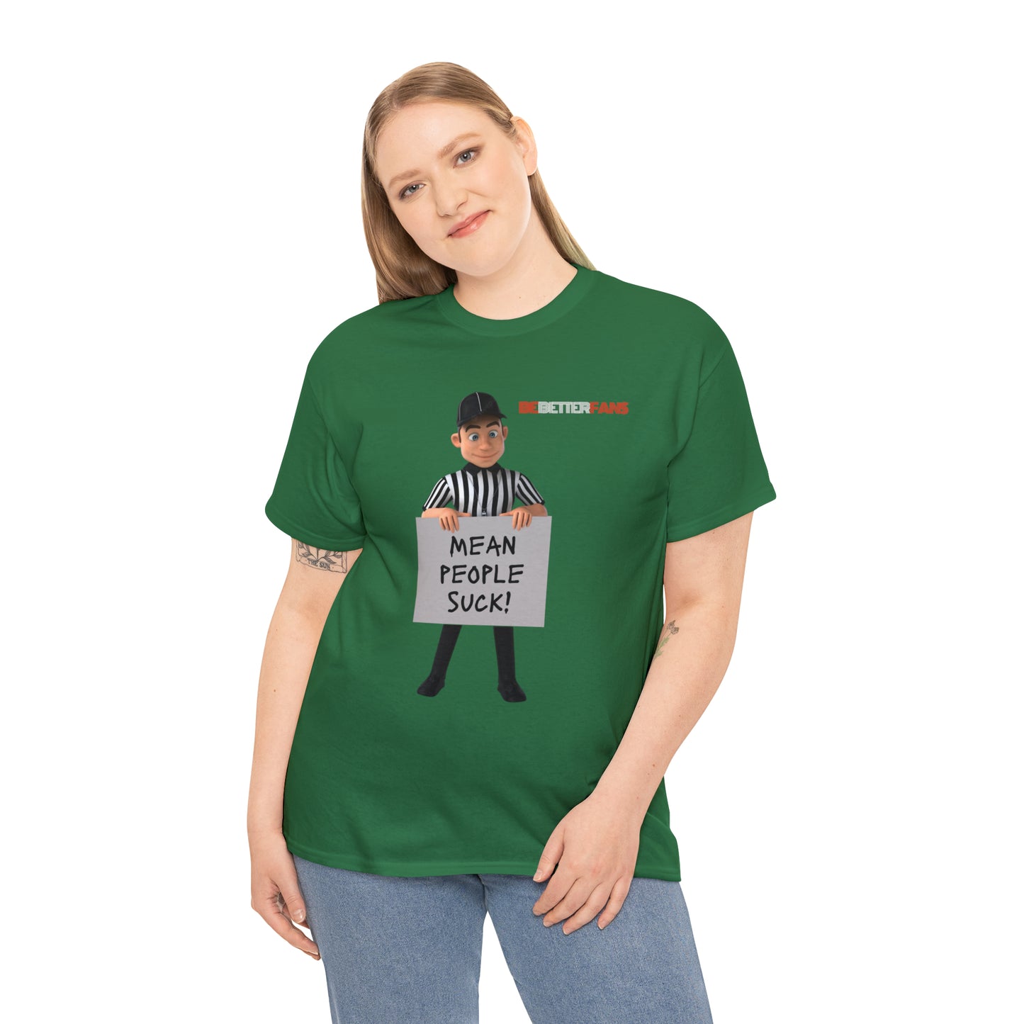 Mean People Suck Unisex Cotton Tee | Cartoon Ref Shirt | Gifts for Refs | For Sports Officials | Screen print t-shirt