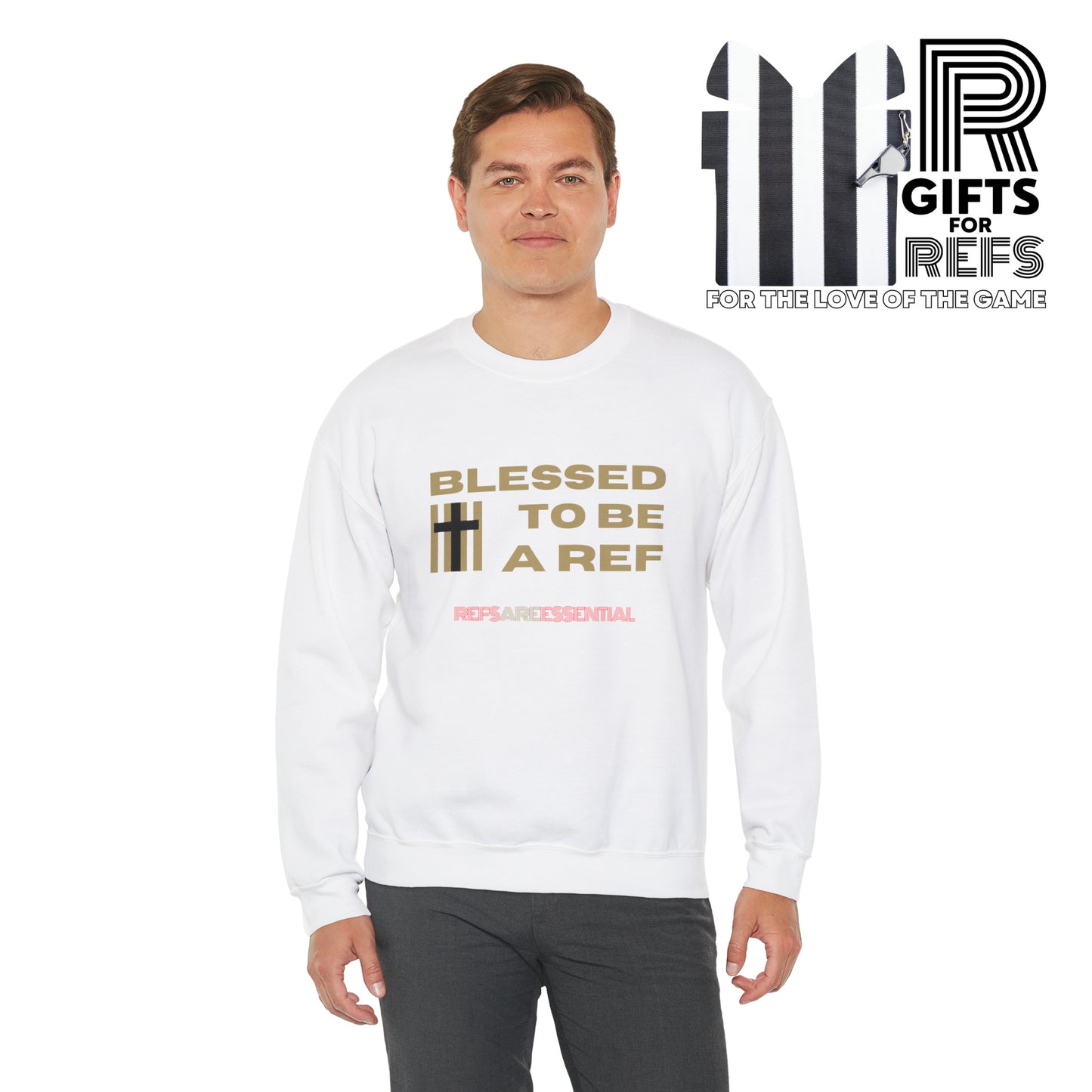 Blessed To Be A Ref Unisex Heavy Crewneck Sweatshirt | Great Gift For Referees | For Christian Sports Officials | Refs Are Essential Workers