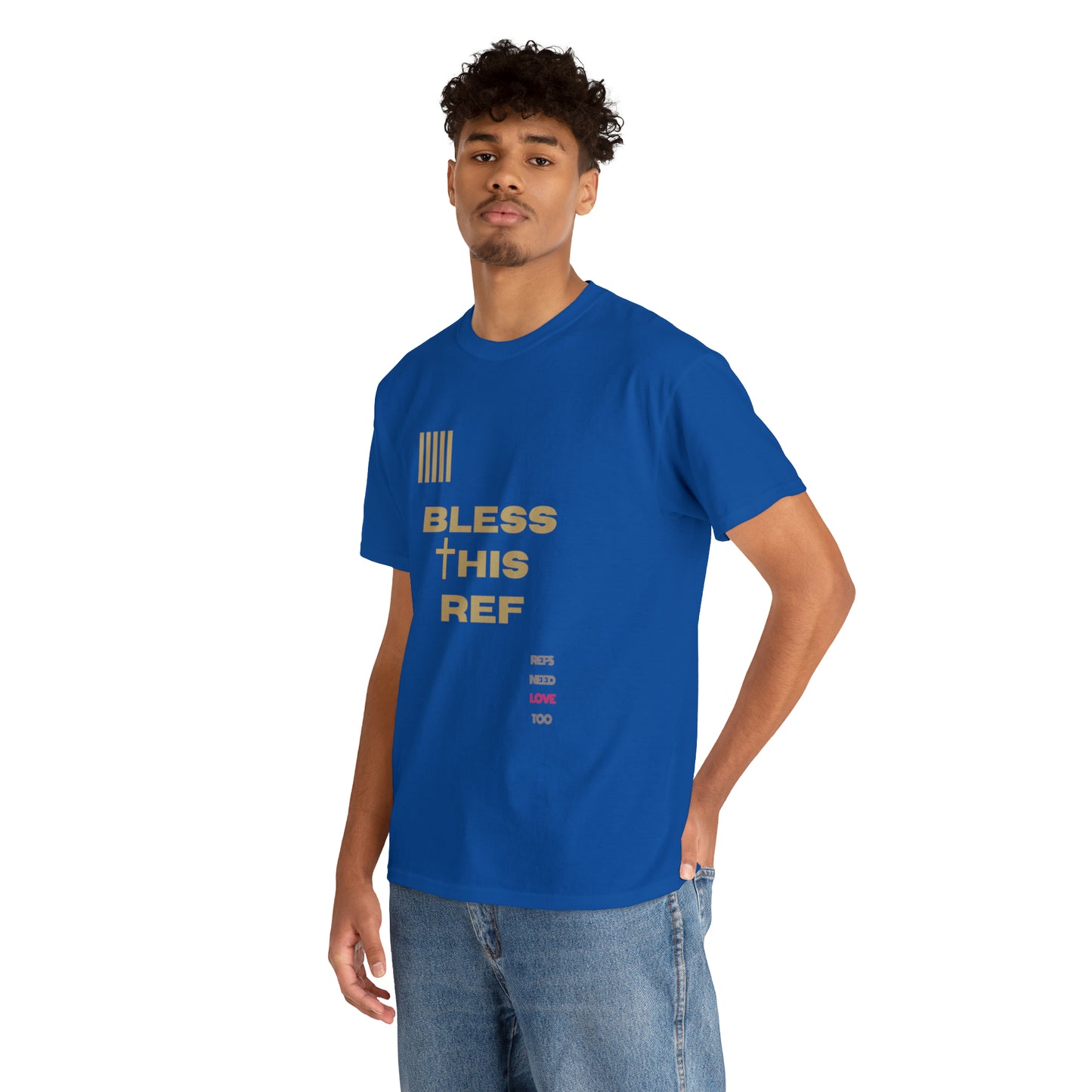 Bless This Ref Heavy Cotton Tee | Faith-filled Official | Gifts for Refs | Religious Referee | Screen print t-shirt | Referee Gifts