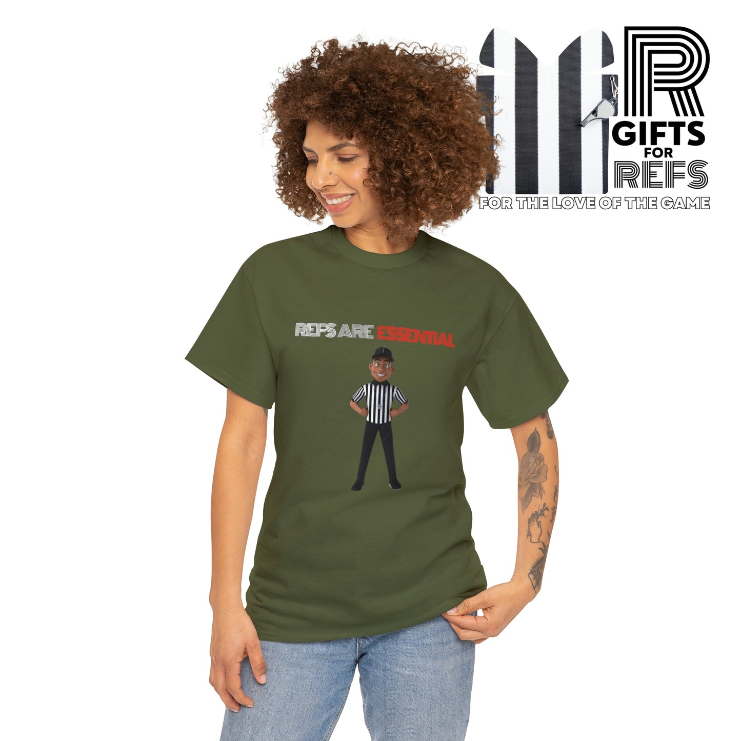 Refs are Essential Unisex Cotton Tee | Referee gift | Gift for refs | Cartoon Ref | For referee supporters | For sports officials | Screen print tee