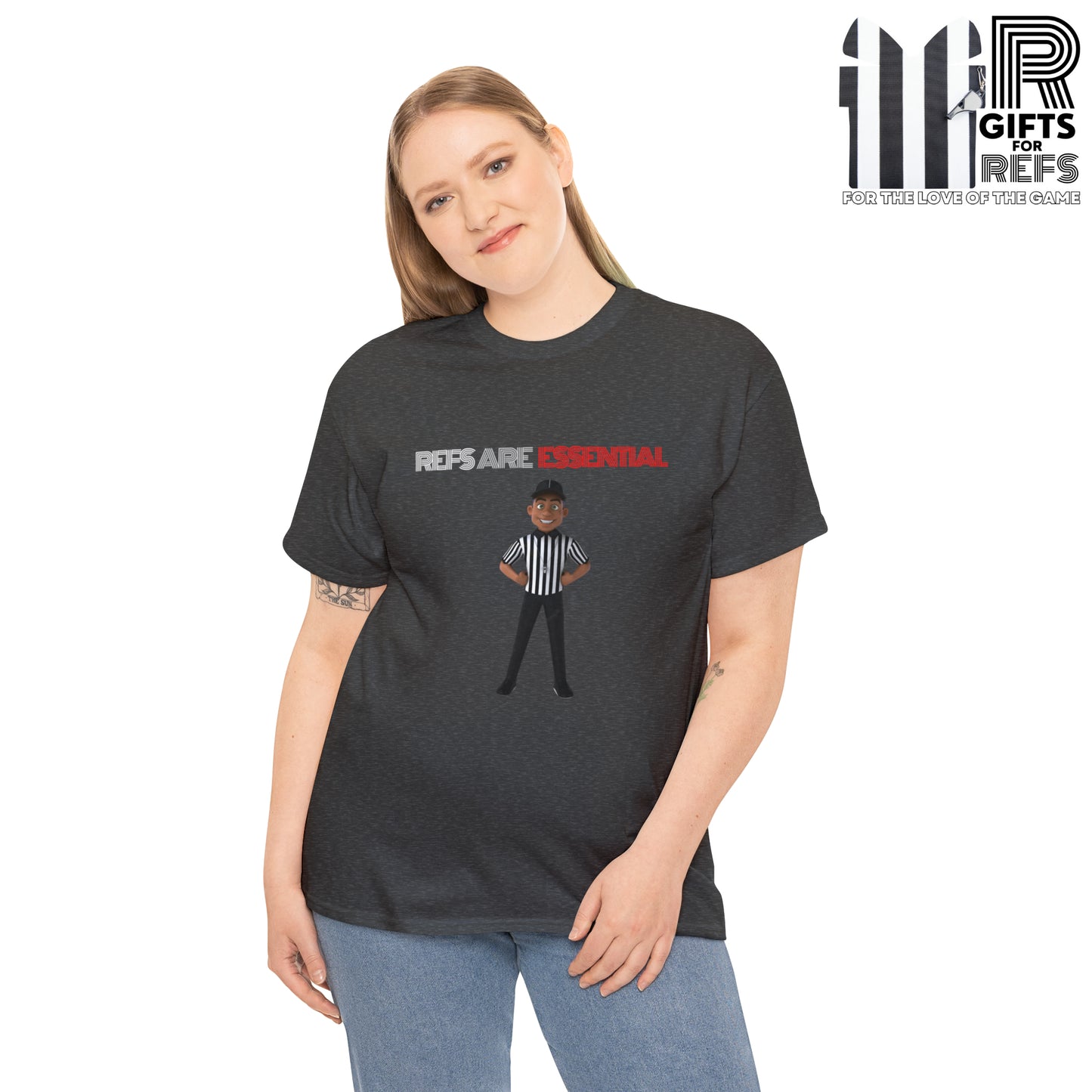 Refs are Essential Unisex Cotton Tee | Referee gift | Gift for refs | Cartoon Ref | For referee supporters | For sports officials | Screen print tee