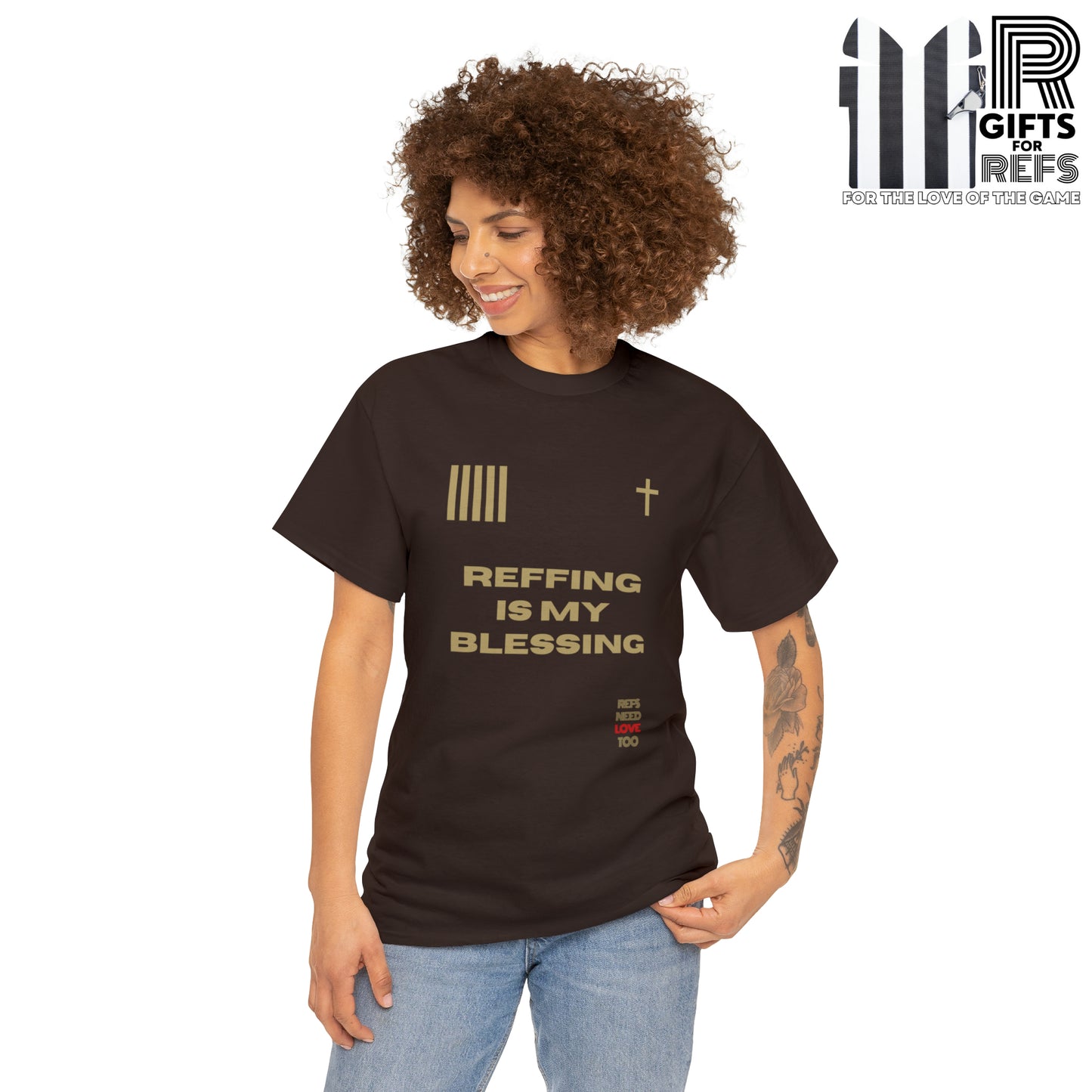 Reffing Is My Blessing Heavy Cotton Tee | Referee gifts | Screen print t-shirt | Christian Refs | For the love of officiating | Christmas gift for refs