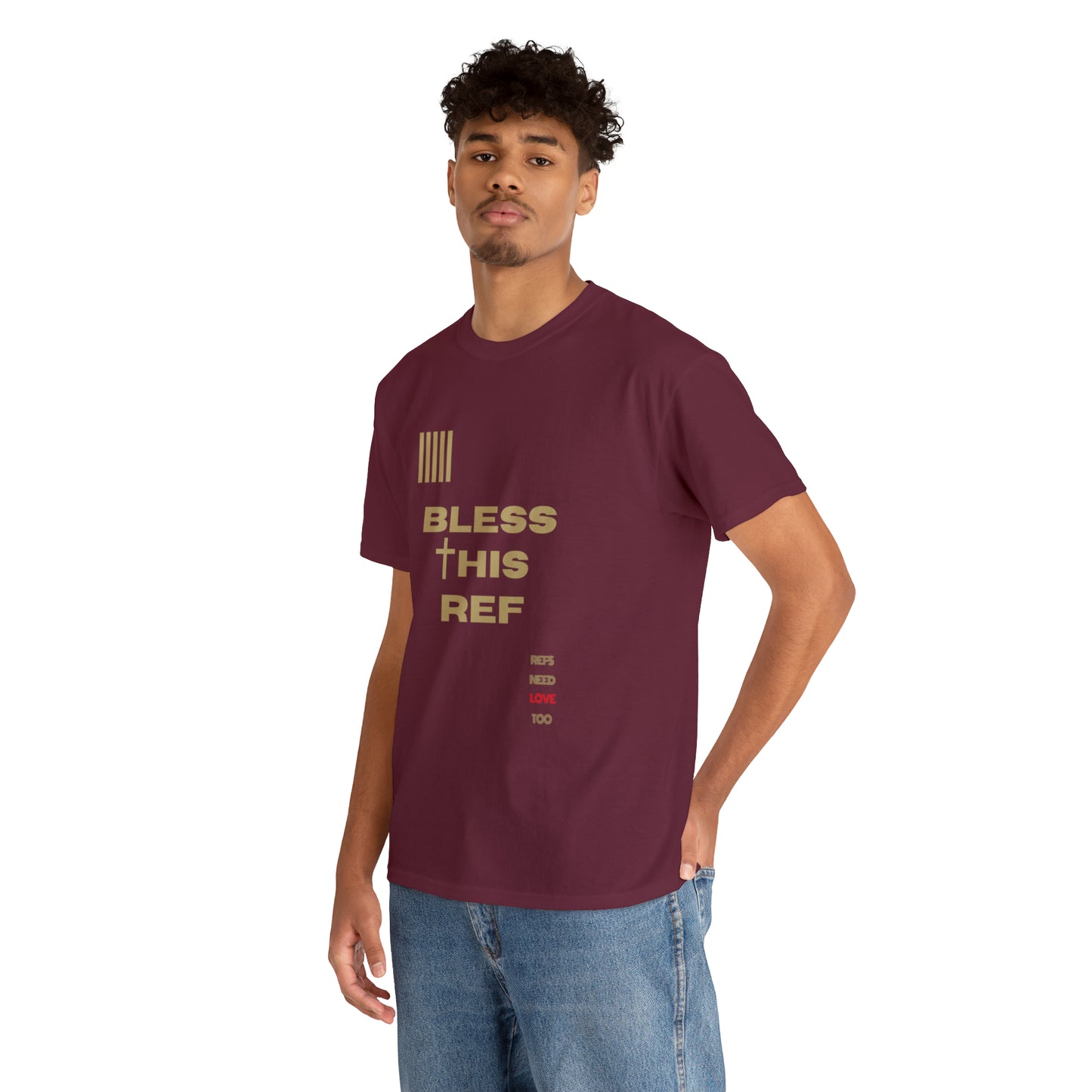 Bless This Ref Heavy Cotton Tee | Faith-filled Official | Gifts for Refs | Religious Referee | Screen print t-shirt | Referee Gifts
