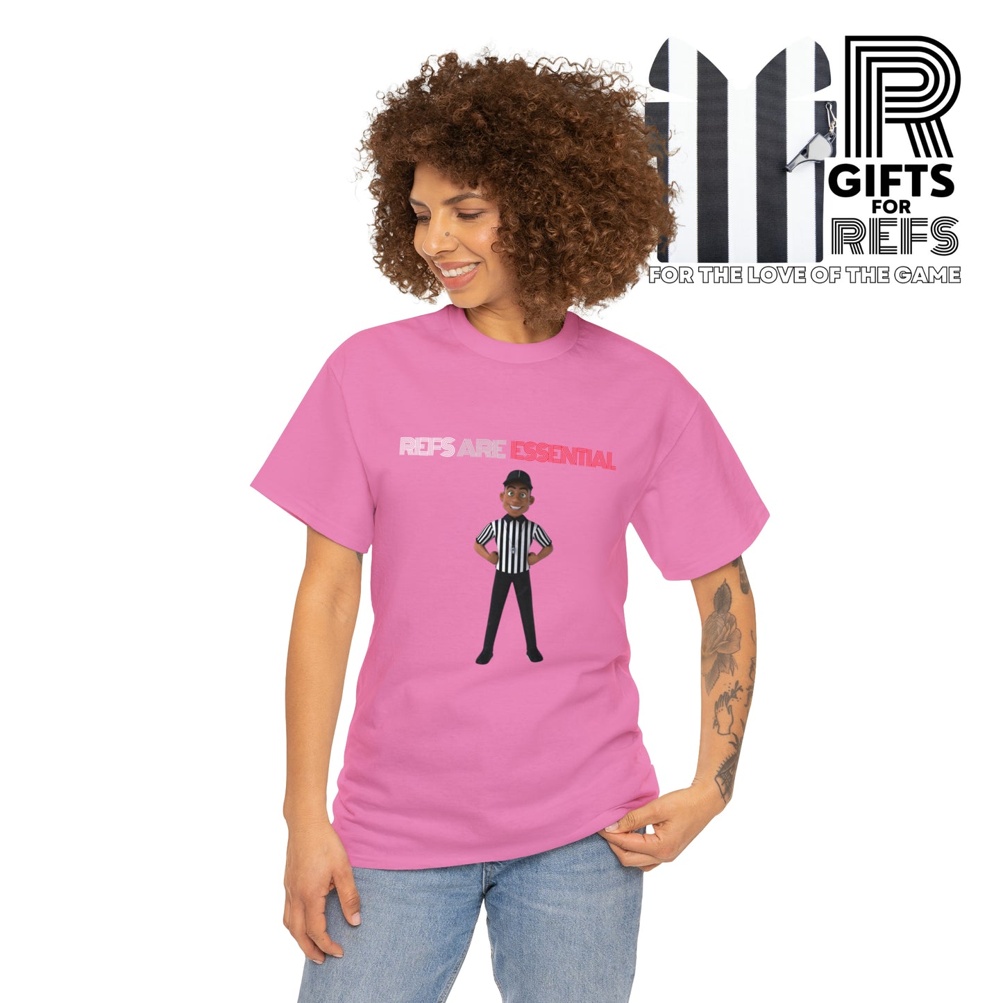 Refs are Essential Unisex Cotton Tee | Referee gift | Gift for refs | Cartoon Ref | For referee supporters | For sports officials | Screen print tee