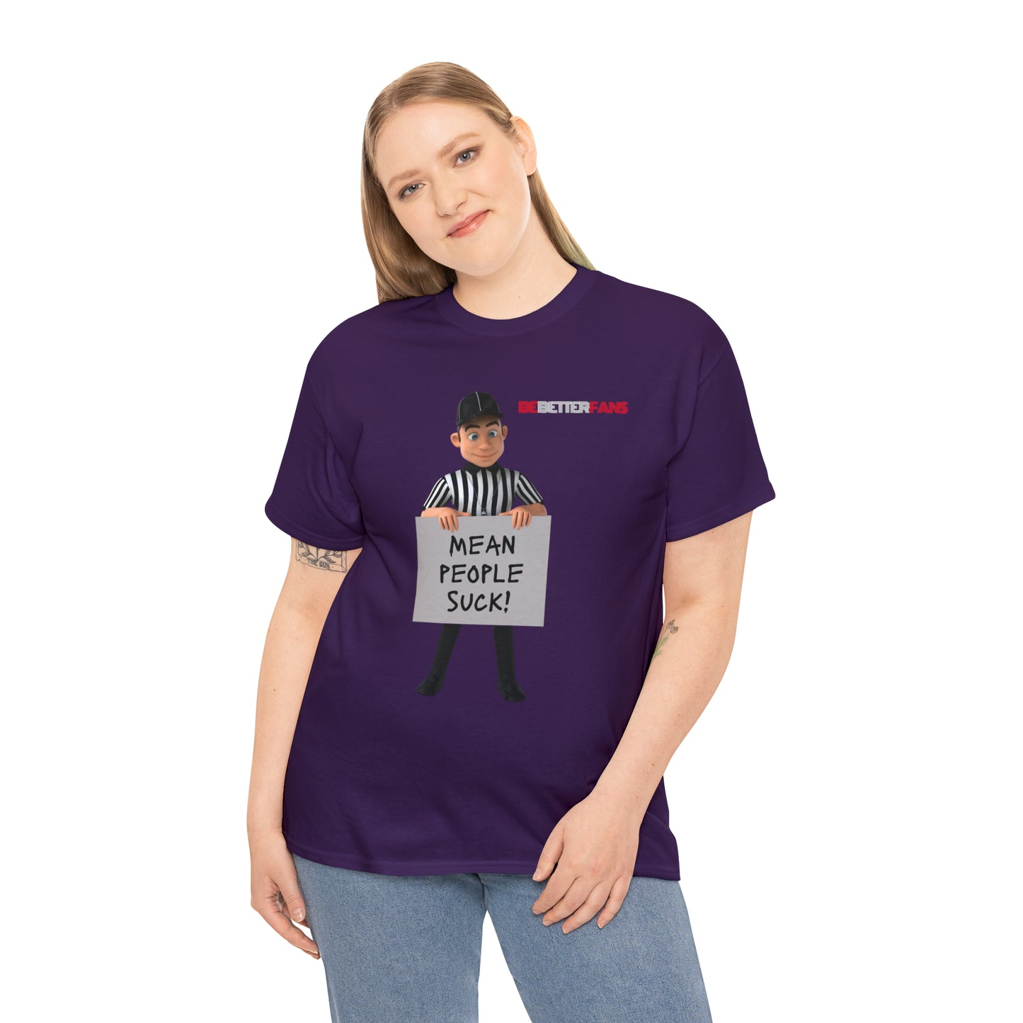 Mean People Suck Unisex Cotton Tee | Cartoon Ref Shirt | Gifts for Refs | For Sports Officials | Screen print t-shirt