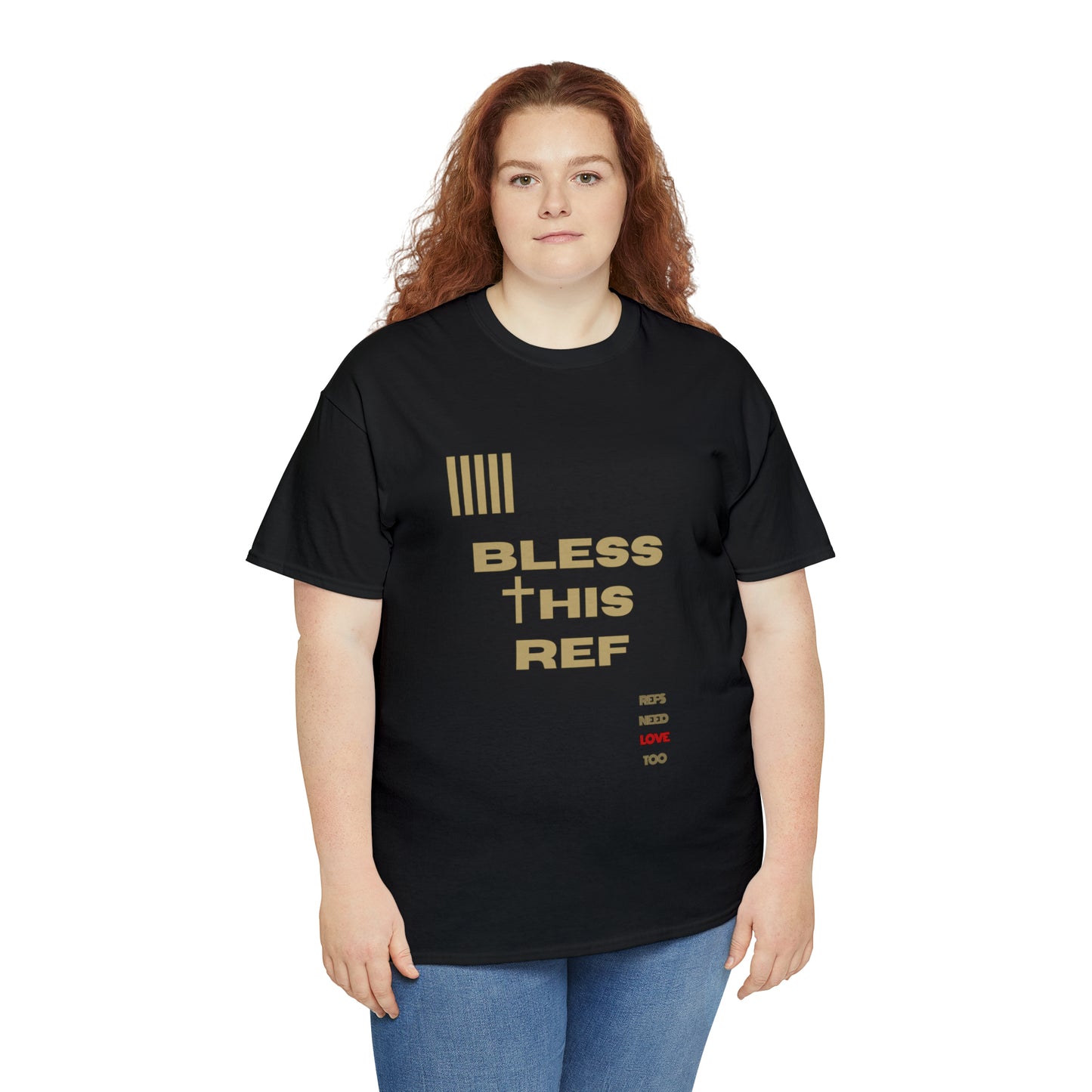 Bless This Ref Heavy Cotton Tee | Faith-filled Official | Gifts for Refs | Religious Referee | Screen print t-shirt | Referee Gifts