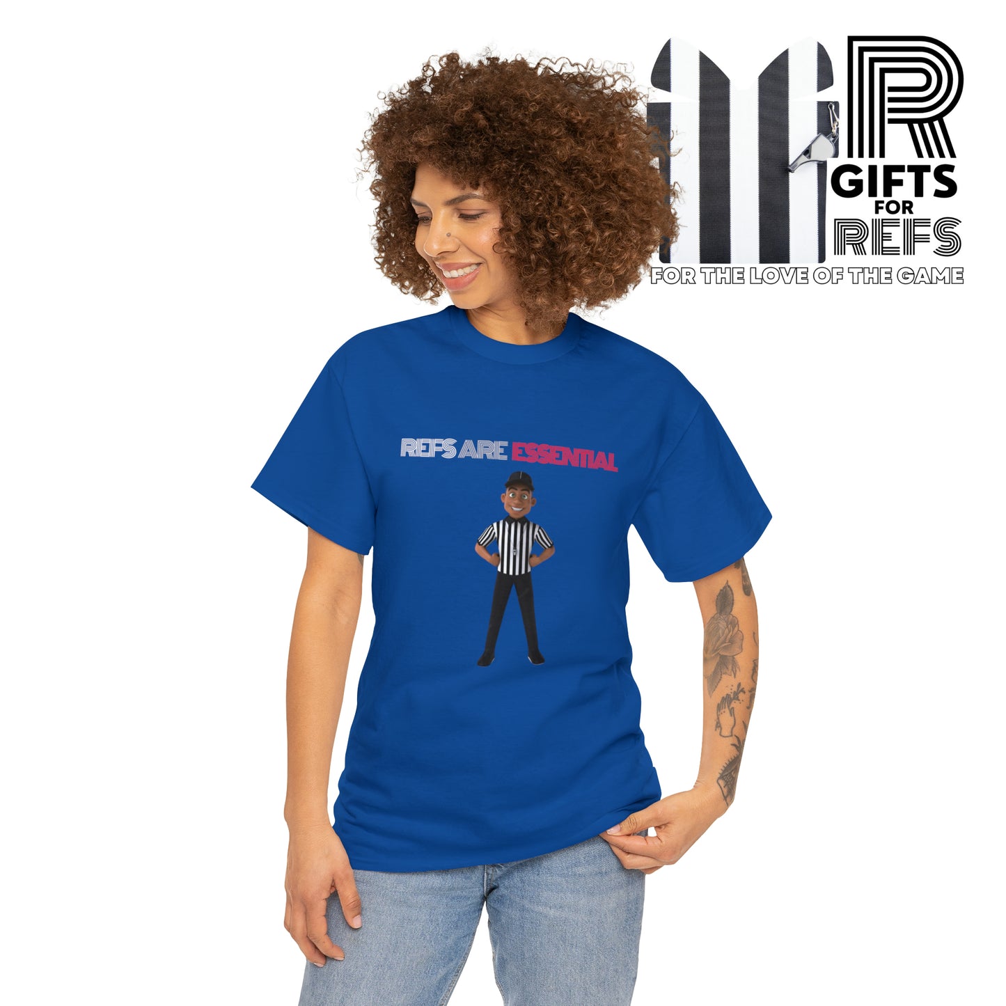 Refs are Essential Unisex Cotton Tee | Referee gift | Gift for refs | Cartoon Ref | For referee supporters | For sports officials | Screen print tee