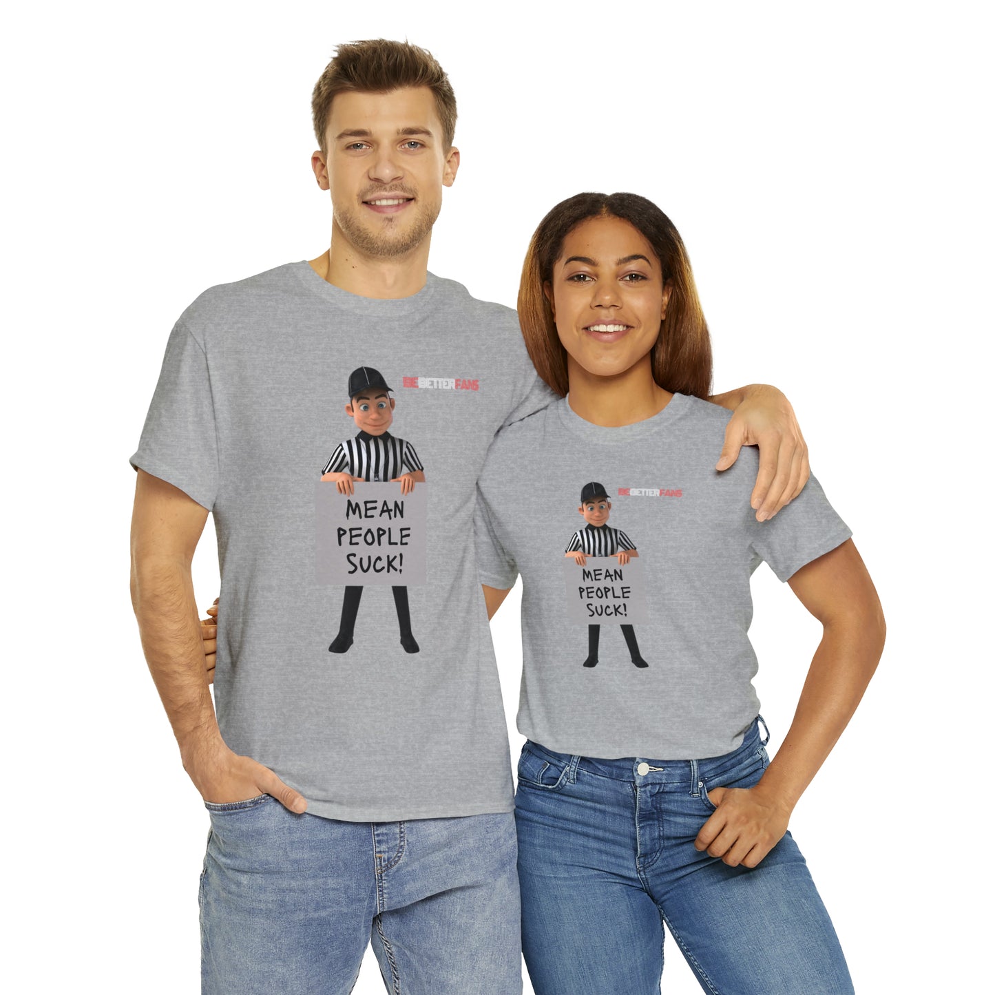 Mean People Suck Unisex Cotton Tee | Cartoon Ref Shirt | Gifts for Refs | For Sports Officials | Screen print t-shirt
