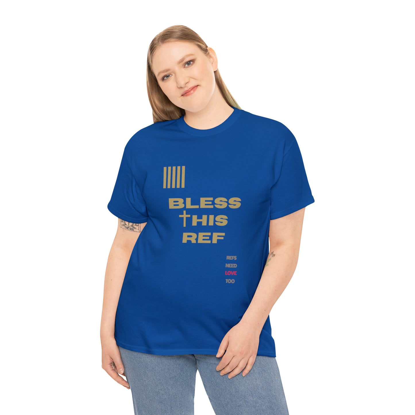Bless This Ref Heavy Cotton Tee | Faith-filled Official | Gifts for Refs | Religious Referee | Screen print t-shirt | Referee Gifts