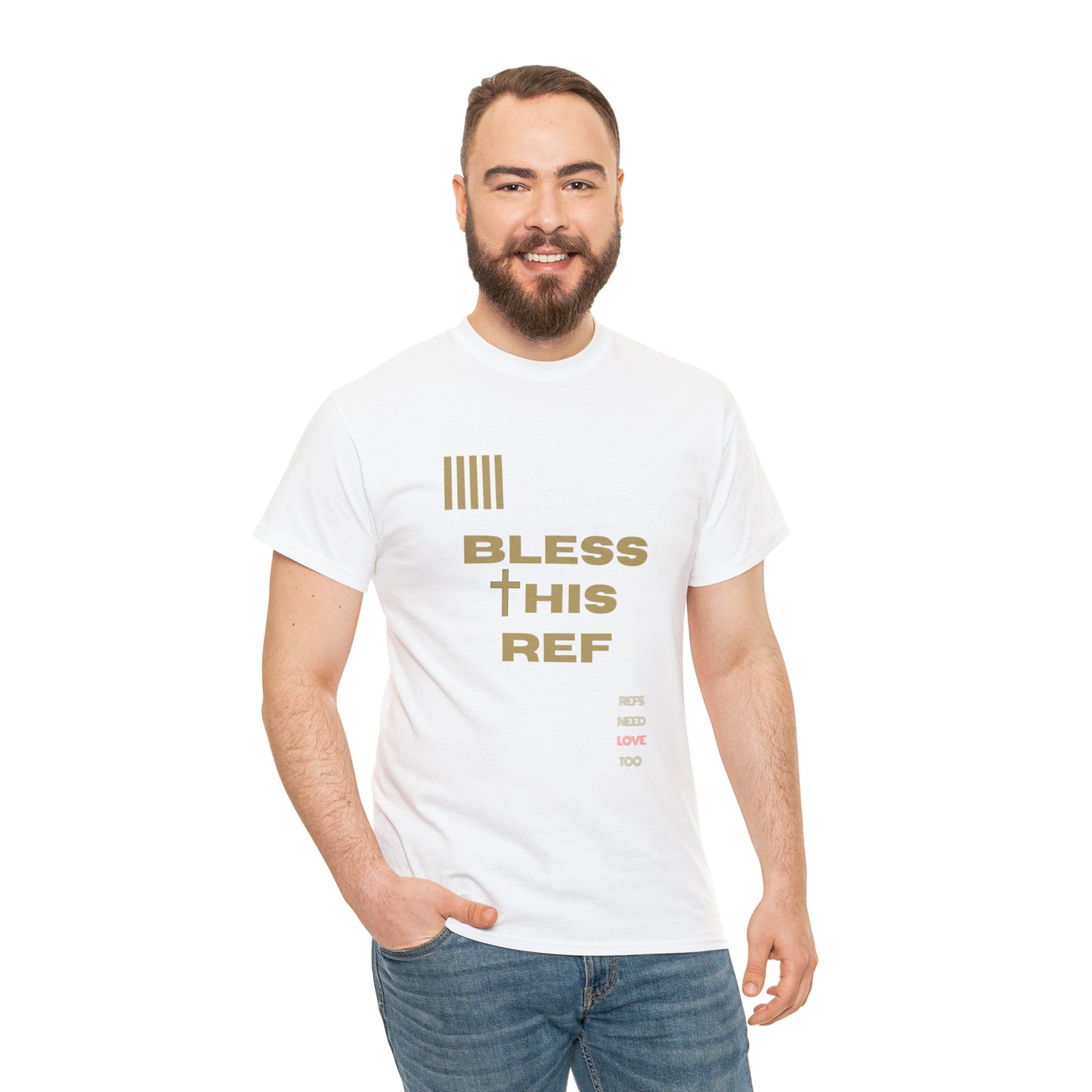 Bless This Ref Heavy Cotton Tee | Faith-filled Official | Gifts for Refs | Religious Referee | Screen print t-shirt | Referee Gifts