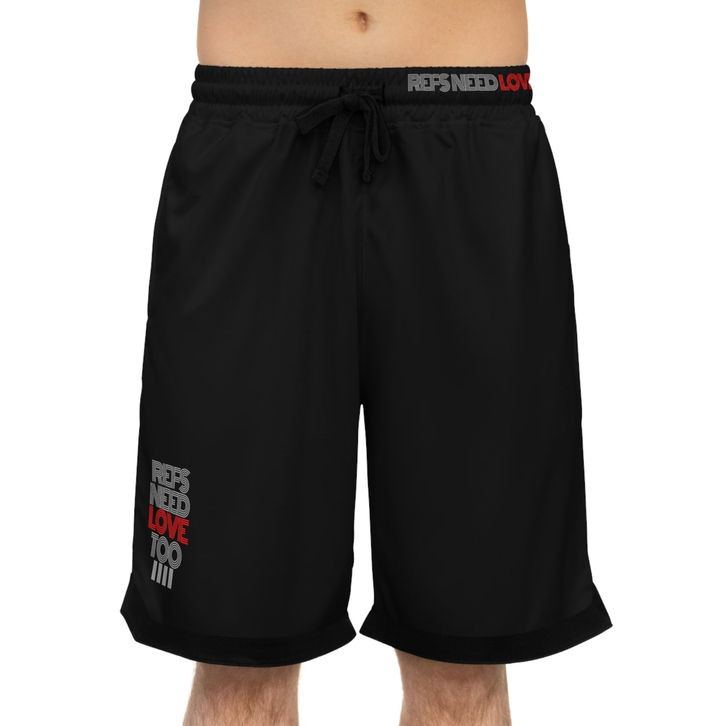 Refs Need Love Too Basketball Rib Shorts (Black Only) | With Pockets | For Rec Games | Refs Need Moisture Wicking shorts | For Sports officials | Gifts for Refs