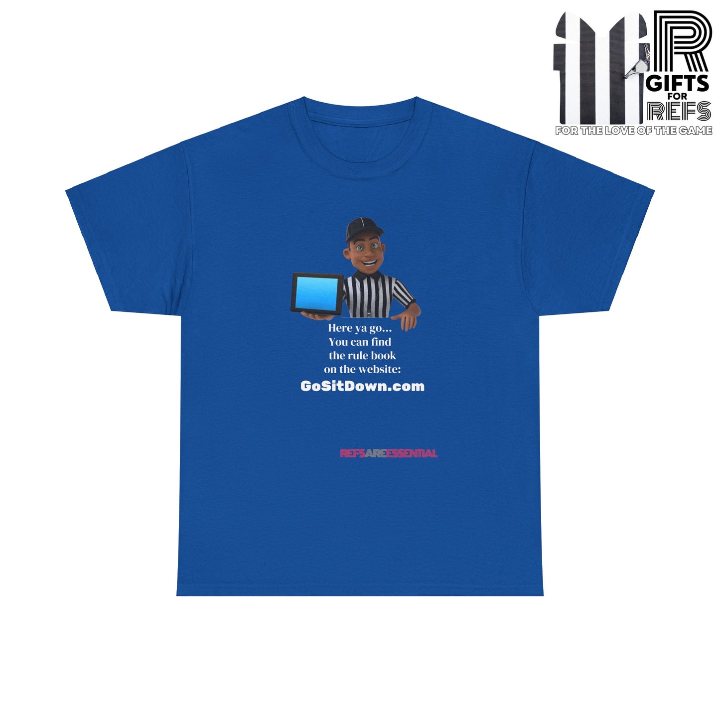 GoSitDown.com Cotton Tee | Funny Ref shirt | Ref Gifts | Gifts for Refs | Screen print t shirt | cartoon ref tee