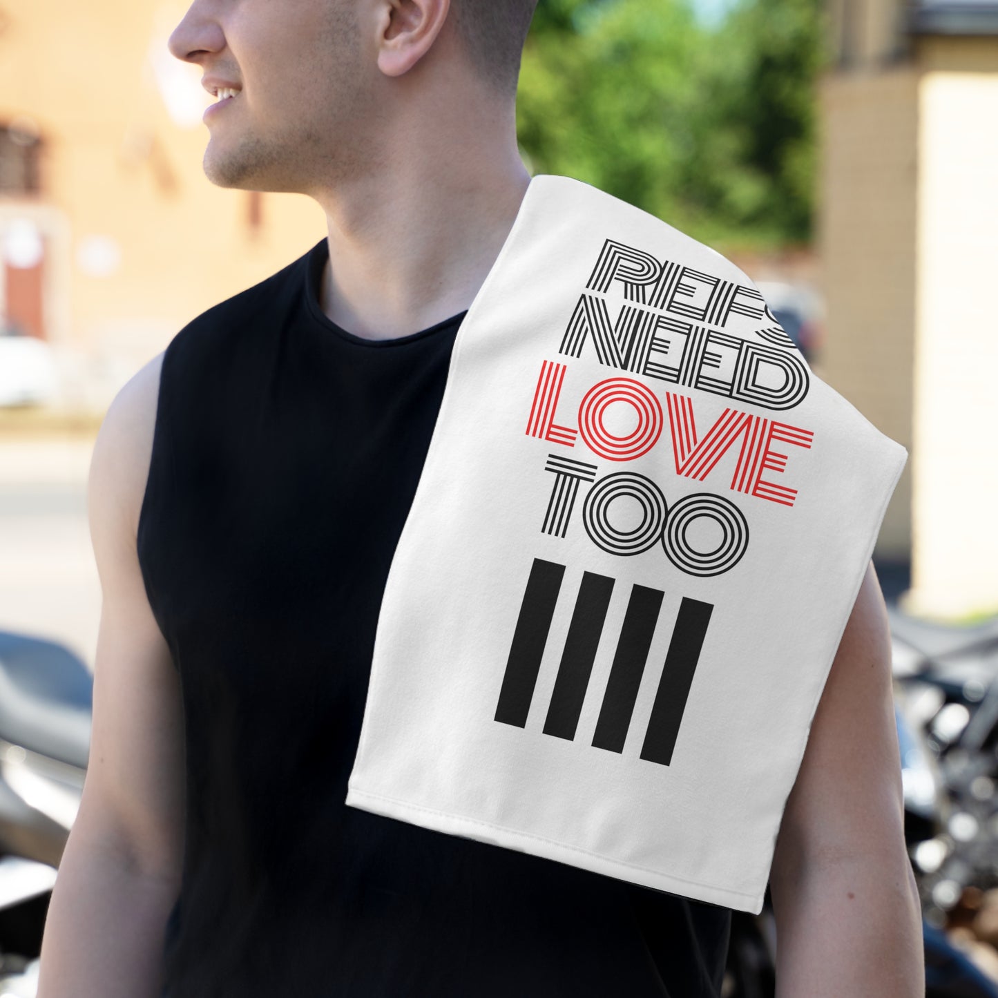 Refs Need Love Too Rally Towel | Soft absorbent cotton towel | Referee gifts | 11x18 inches | Multipurpose towel | Perfect gift for your referee friend or parent | For sports officials |