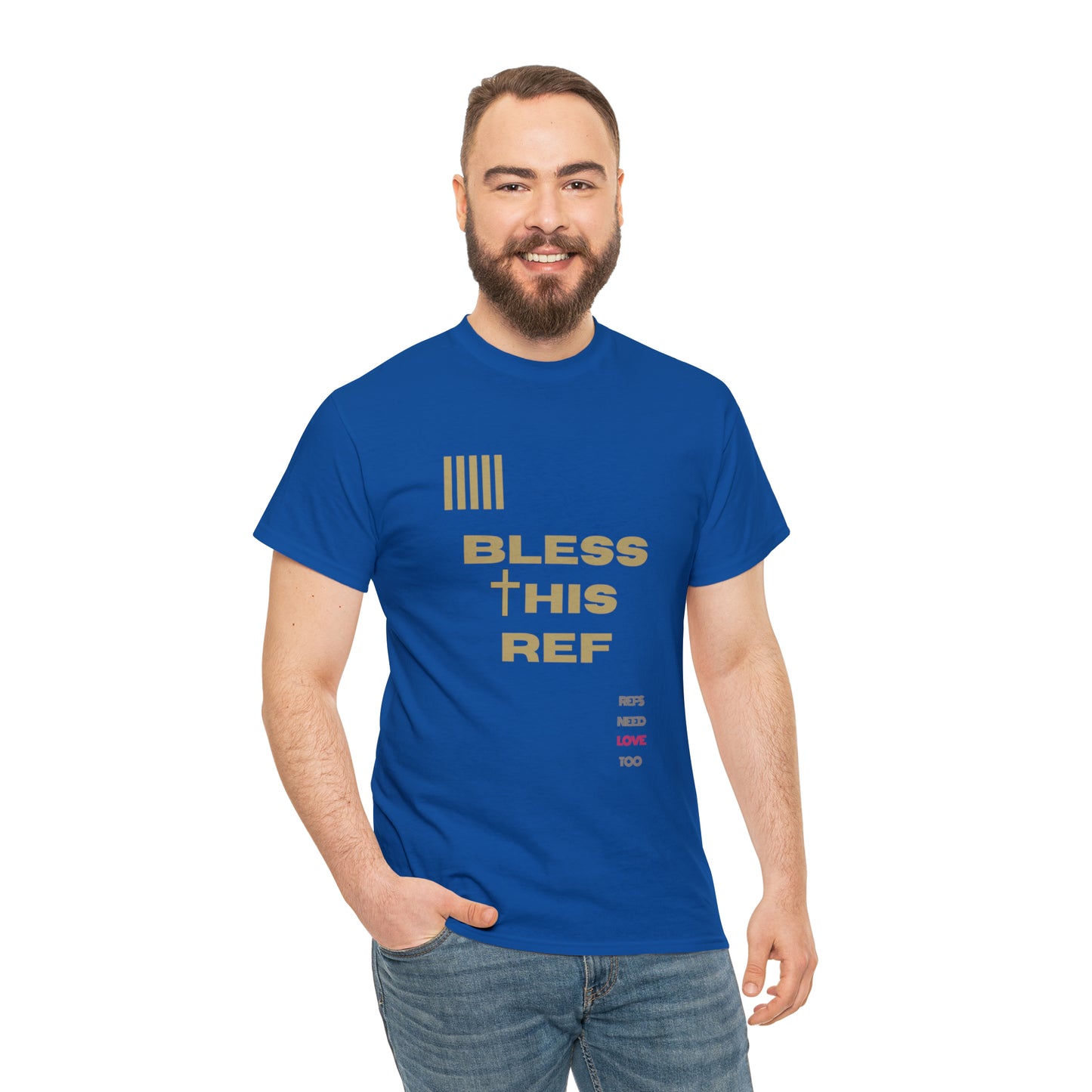 Bless This Ref Heavy Cotton Tee | Faith-filled Official | Gifts for Refs | Religious Referee | Screen print t-shirt | Referee Gifts