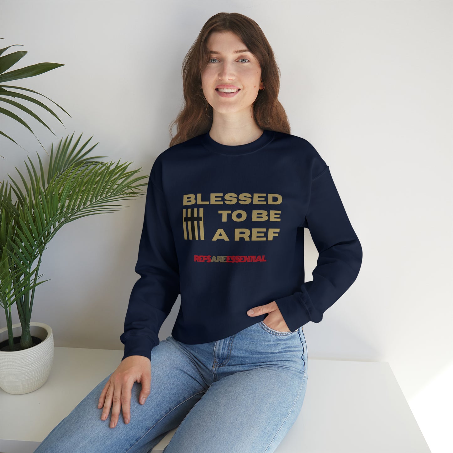 Blessed To Be A Ref Unisex Heavy Crewneck Sweatshirt | Great Gift For Referees | For Christian Sports Officials | Refs Are Essential Workers
