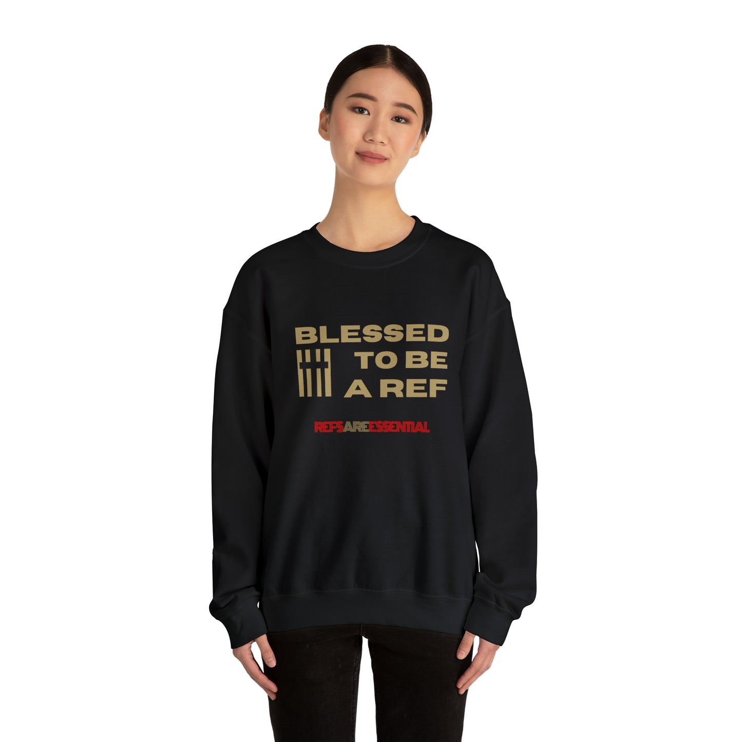 Blessed To Be A Ref Unisex Heavy Crewneck Sweatshirt | Great Gift For Referees | For Christian Sports Officials | Refs Are Essential Workers