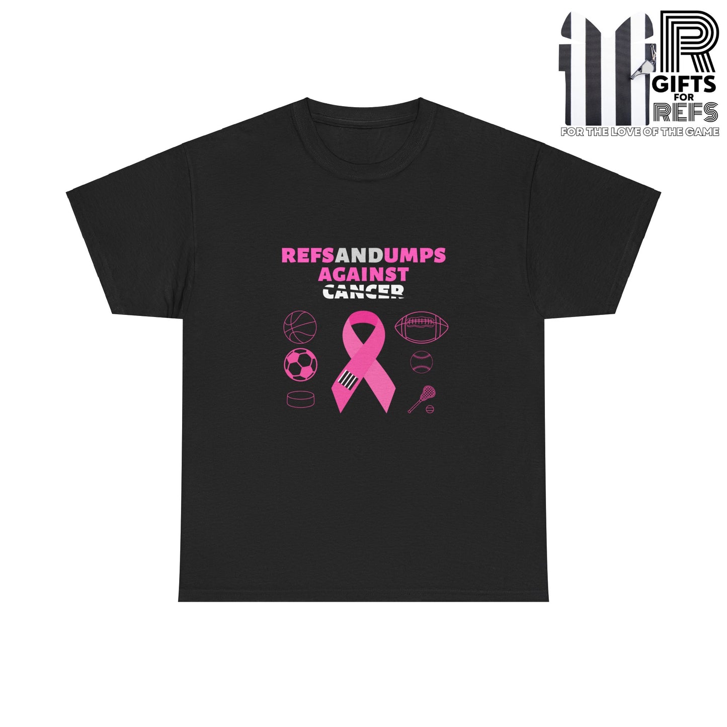Refs and Umps Against cancer Unisex Cotton Tee | Breast Cancer Awareness shirt | For Referees | For Umpires | For Sports Officials