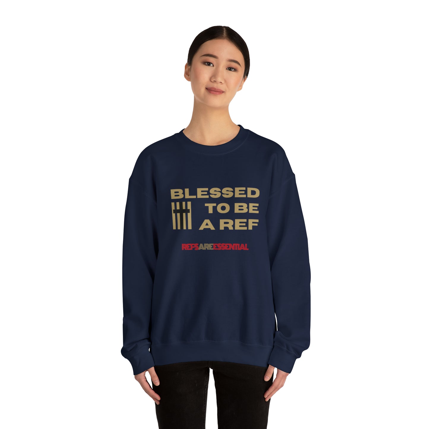 Blessed To Be A Ref Unisex Heavy Crewneck Sweatshirt | Great Gift For Referees | For Christian Sports Officials | Refs Are Essential Workers