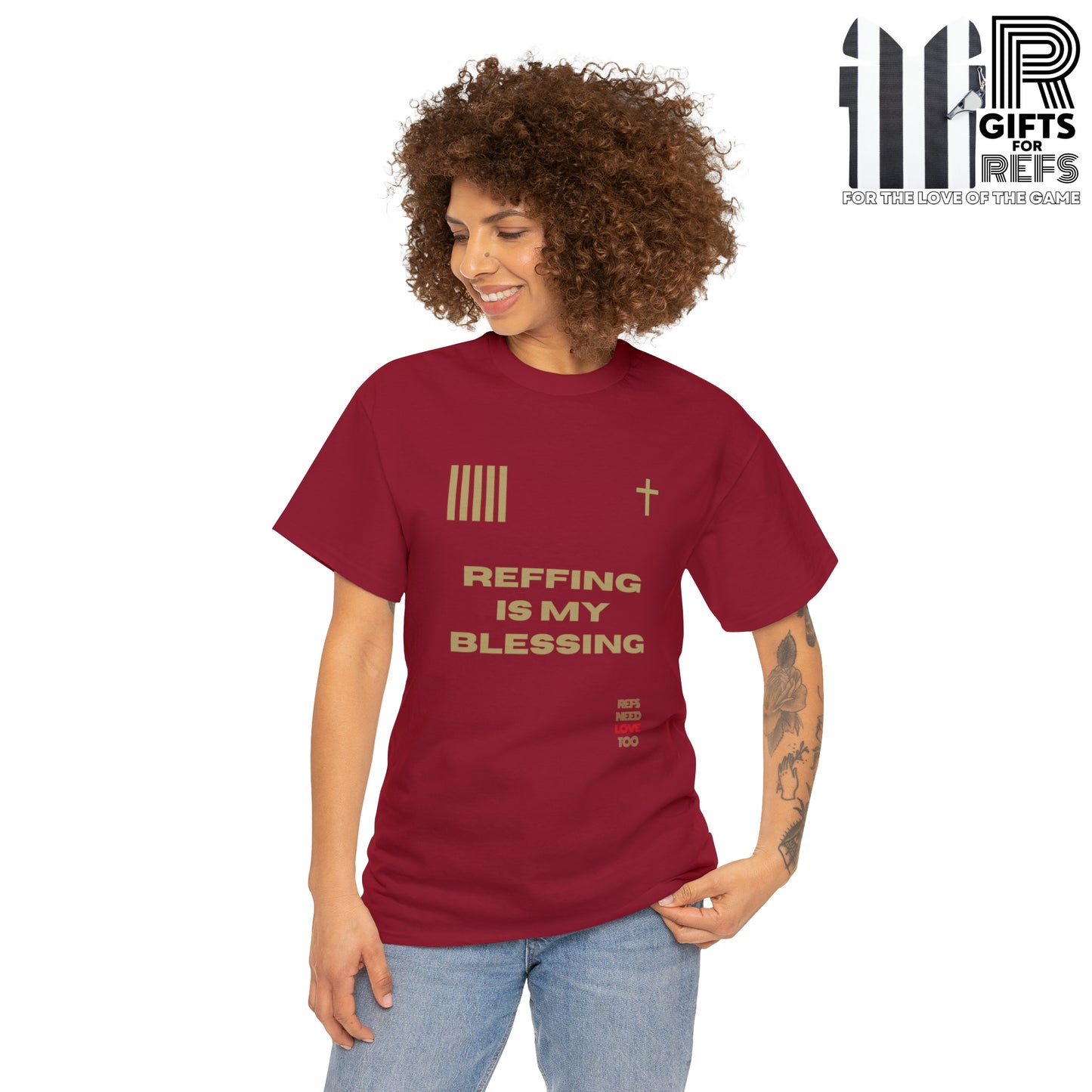 Reffing Is My Blessing Heavy Cotton Tee | Referee gifts | Screen print t-shirt | Christian Refs | For the love of officiating | Christmas gift for refs
