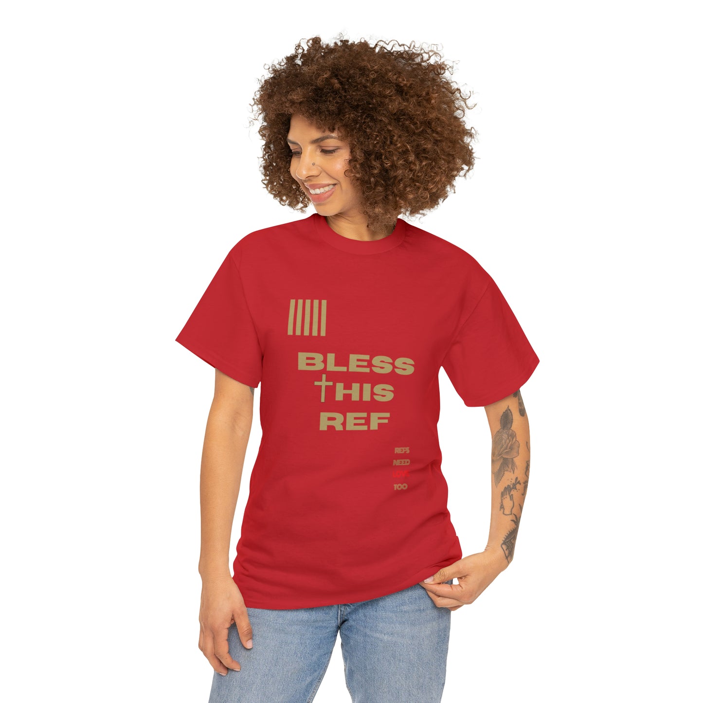 Bless This Ref Heavy Cotton Tee | Faith-filled Official | Gifts for Refs | Religious Referee | Screen print t-shirt | Referee Gifts