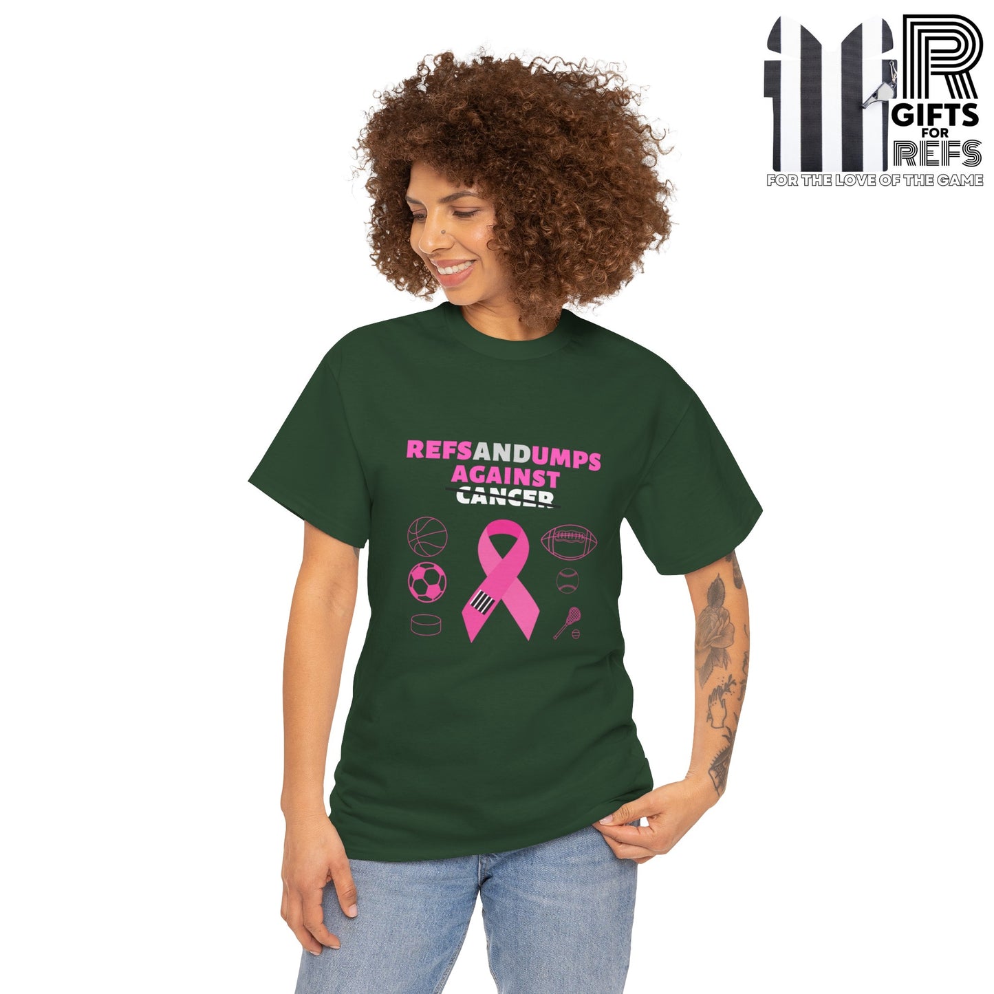 Refs and Umps Against cancer Unisex Cotton Tee | Breast Cancer Awareness shirt | For Referees | For Umpires | For Sports Officials