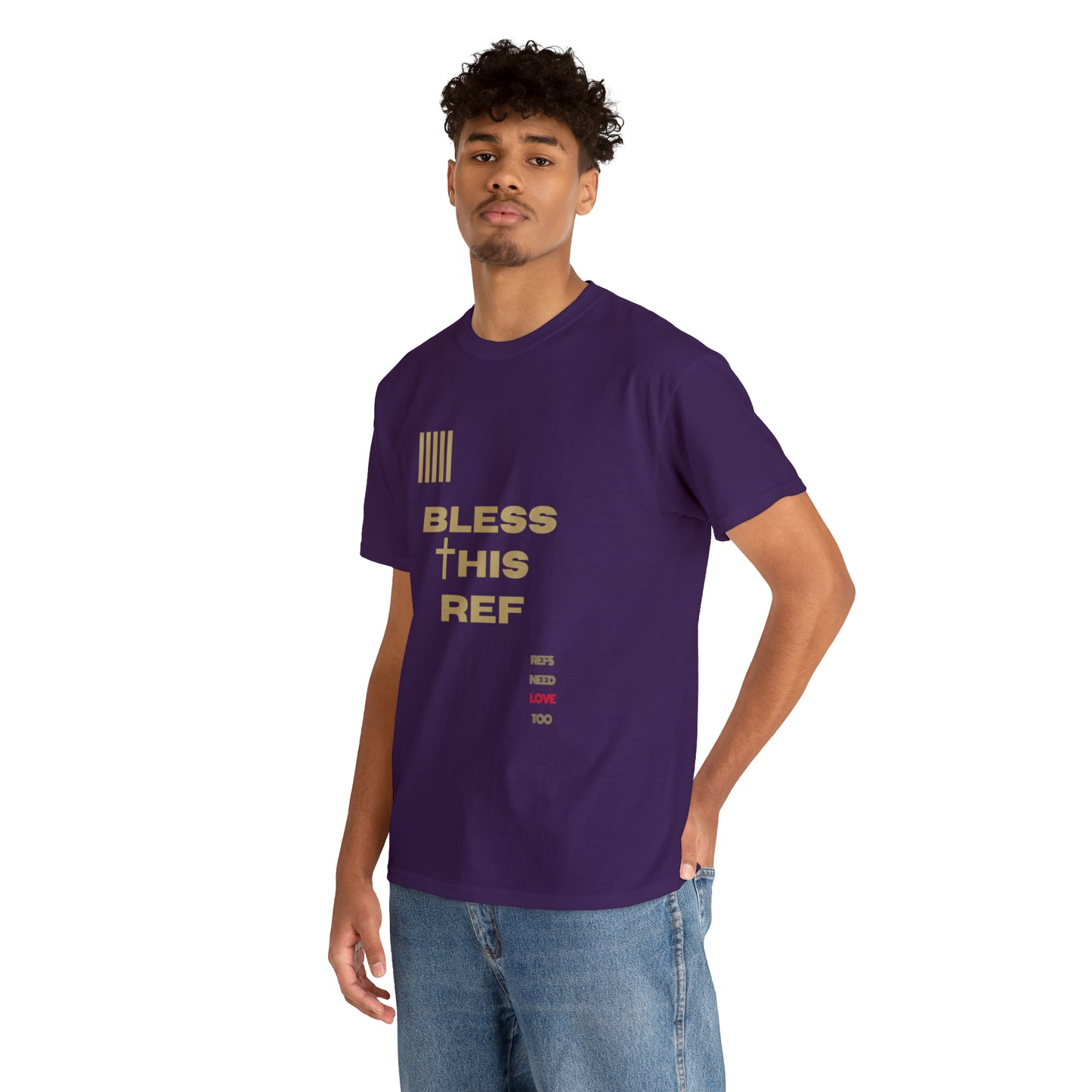 Bless This Ref Heavy Cotton Tee | Faith-filled Official | Gifts for Refs | Religious Referee | Screen print t-shirt | Referee Gifts