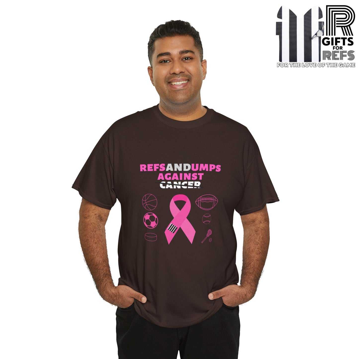 Refs and Umps Against cancer Unisex Cotton Tee | Breast Cancer Awareness shirt | For Referees | For Umpires | For Sports Officials