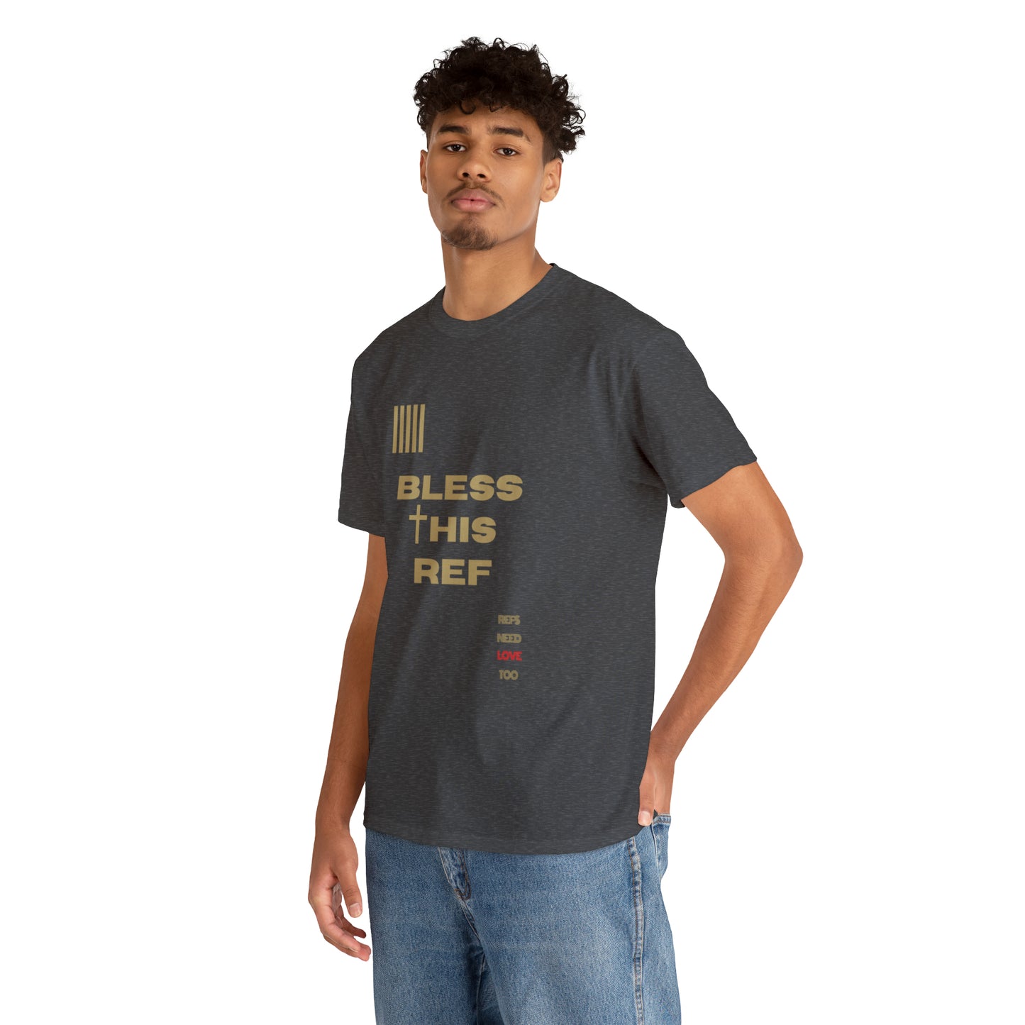 Bless This Ref Heavy Cotton Tee | Faith-filled Official | Gifts for Refs | Religious Referee | Screen print t-shirt | Referee Gifts