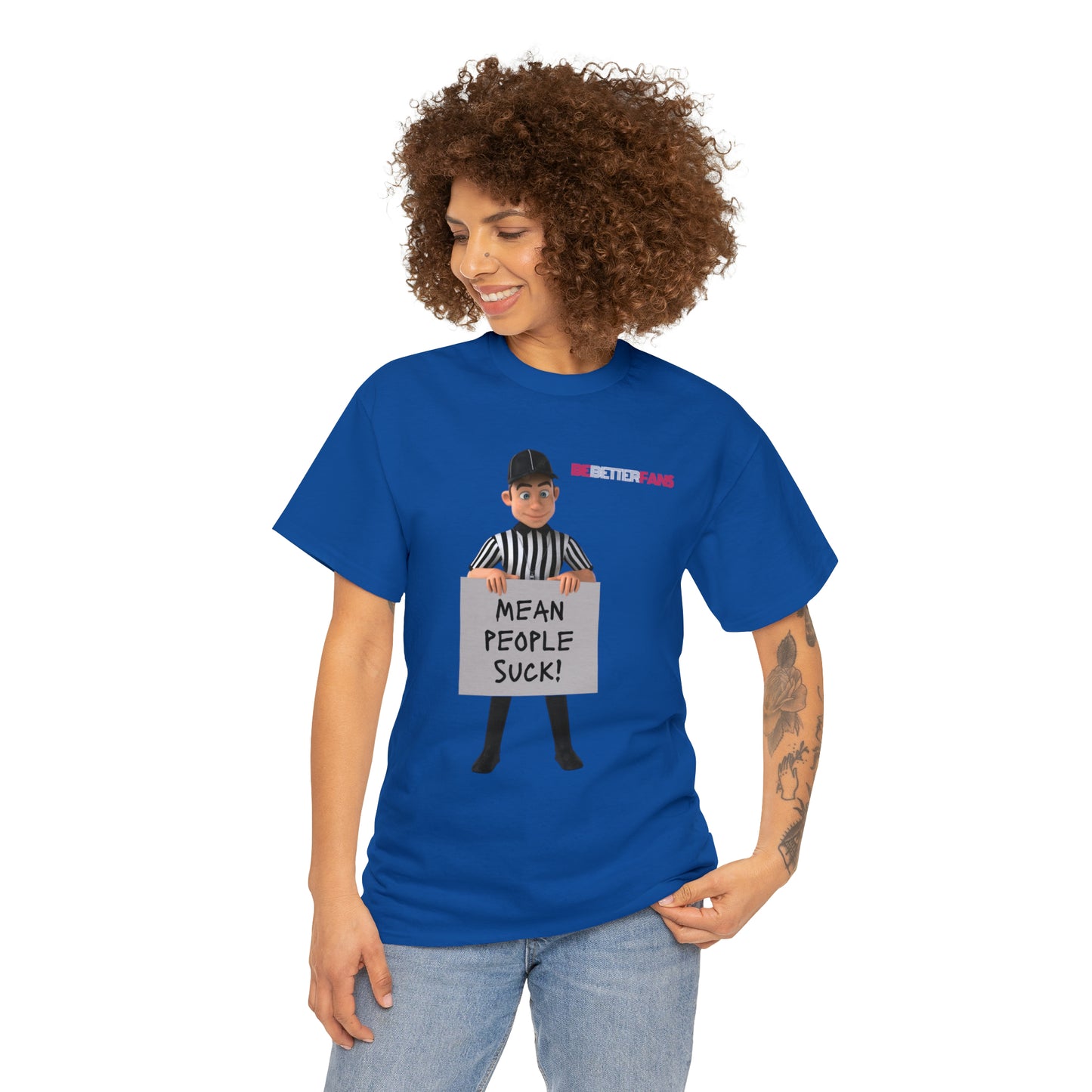 Mean People Suck Unisex Cotton Tee | Cartoon Ref Shirt | Gifts for Refs | For Sports Officials | Screen print t-shirt