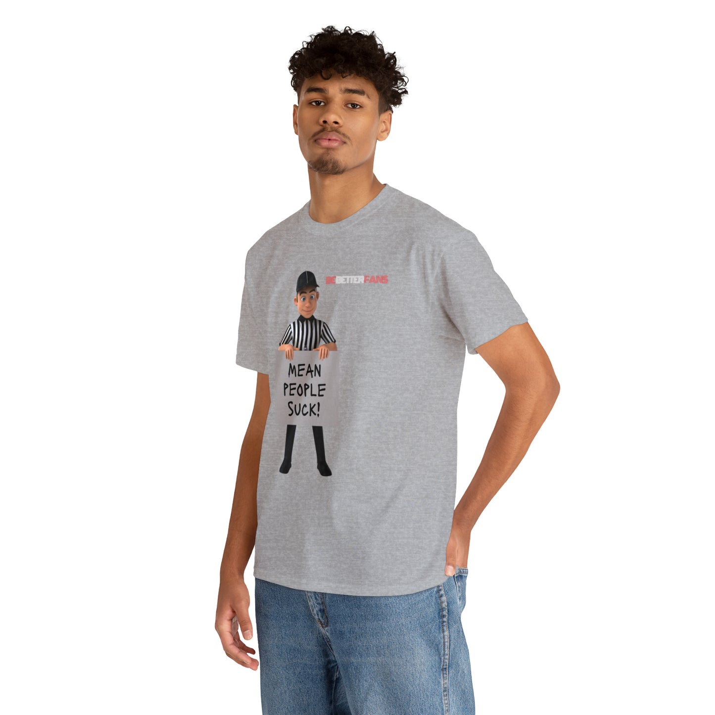 Mean People Suck Unisex Cotton Tee | Cartoon Ref Shirt | Gifts for Refs | For Sports Officials | Screen print t-shirt
