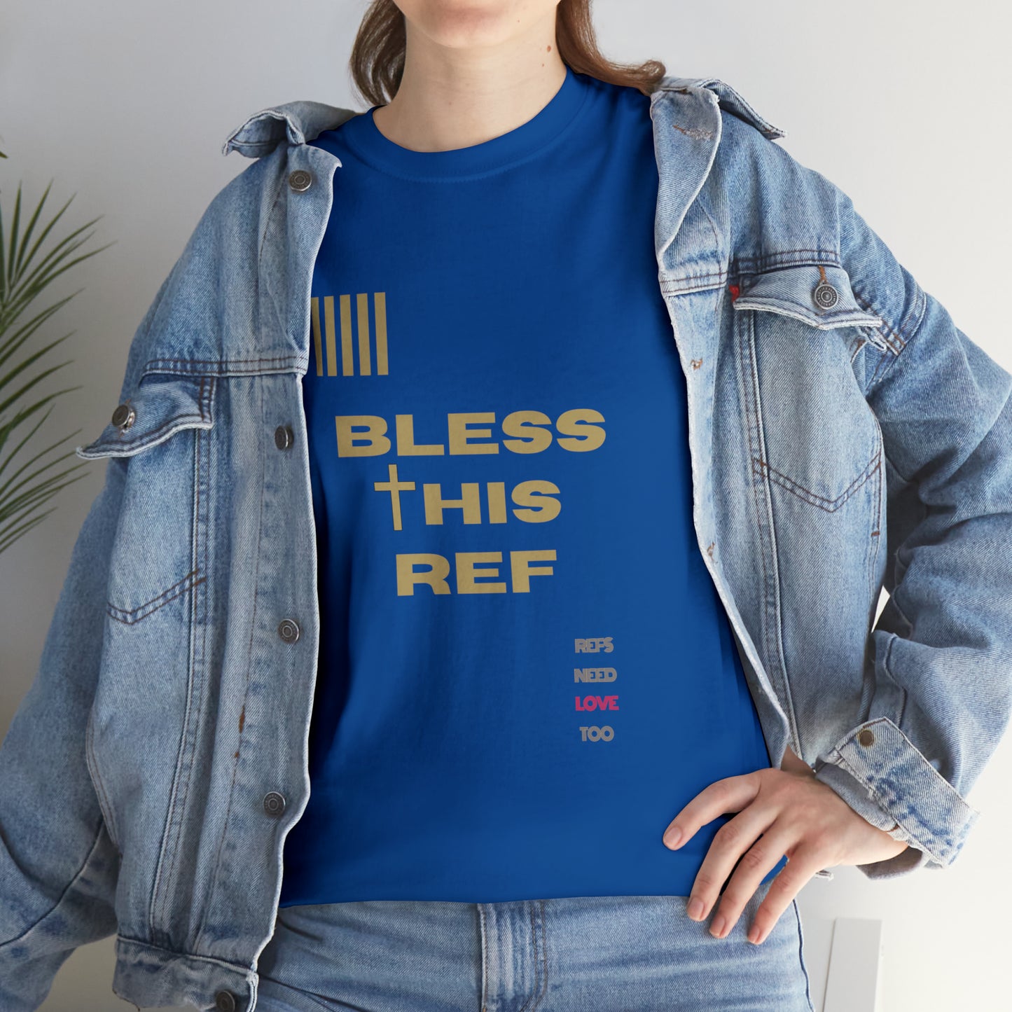 Bless This Ref Heavy Cotton Tee | Faith-filled Official | Gifts for Refs | Religious Referee | Screen print t-shirt | Referee Gifts