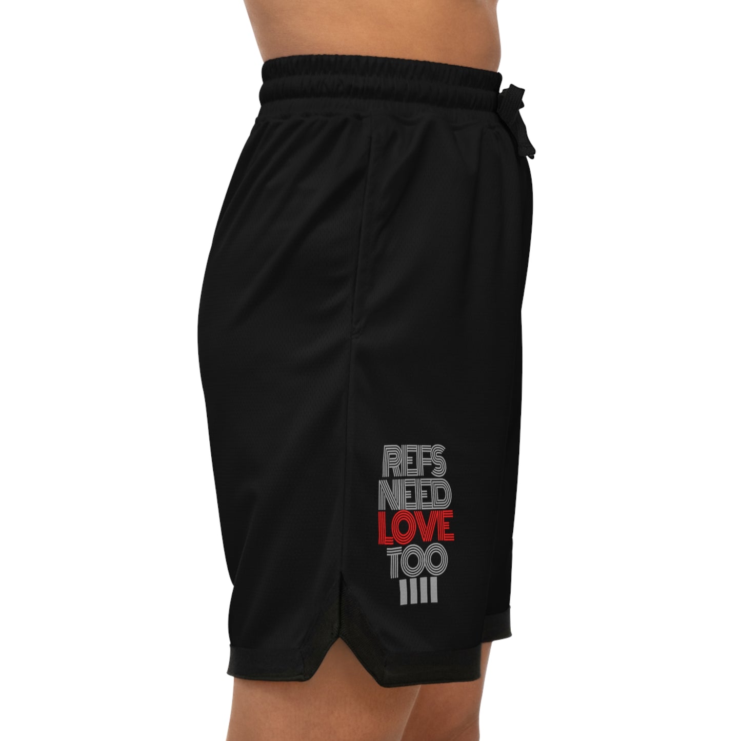 Refs Need Love Too Basketball Rib Shorts (Black Only) | With Pockets | For Rec Games | Refs Need Moisture Wicking shorts | For Sports officials | Gifts for Refs